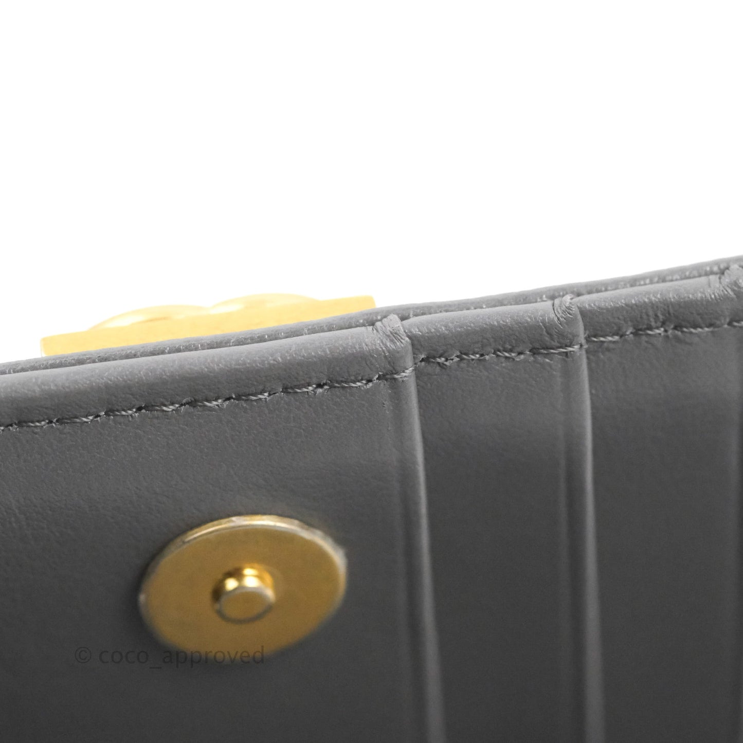 Chanel Quilted Mini Boy Wallet on Chain WOC Dark Grey Caviar Aged Gold Hardware