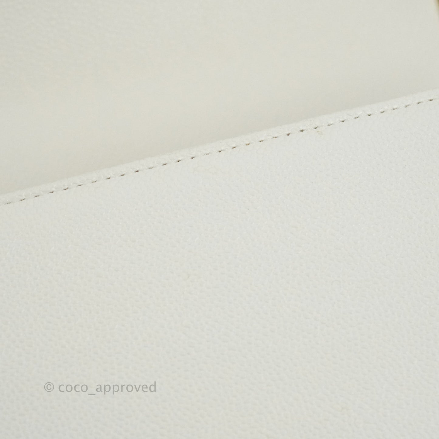 Chanel Quilted Medium Boy White Caviar Gold Hardware