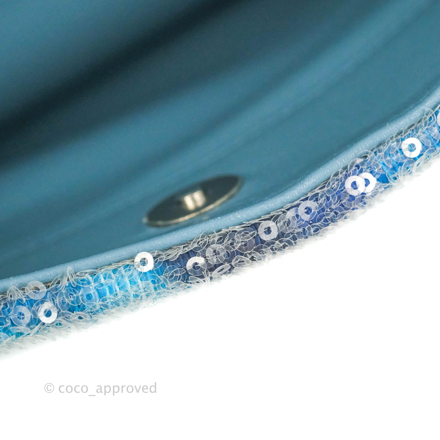 Chanel Large Sequin Waterfall Flap Bag Blue Silver Hardware