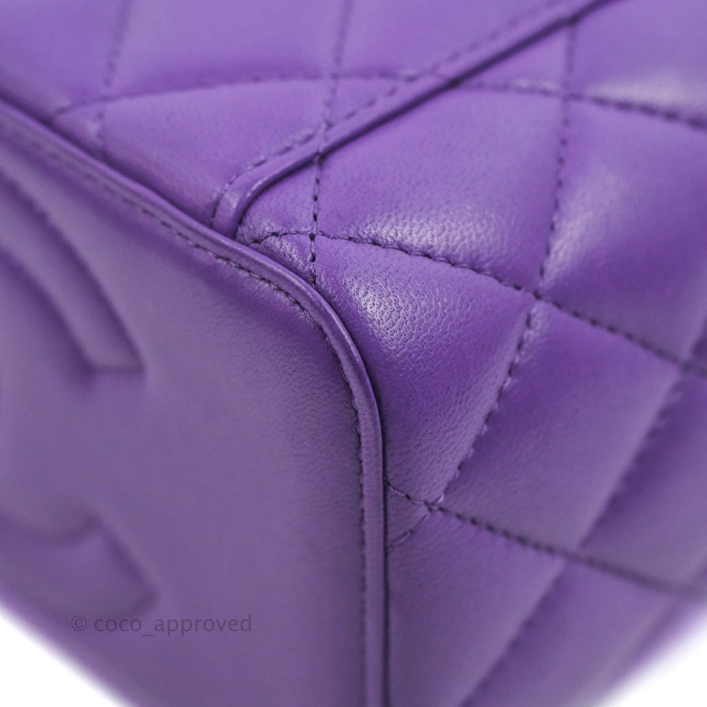 Chanel Vanity Rectangular Top Handle Purple Lambskin Gold Hardware with Twilly
