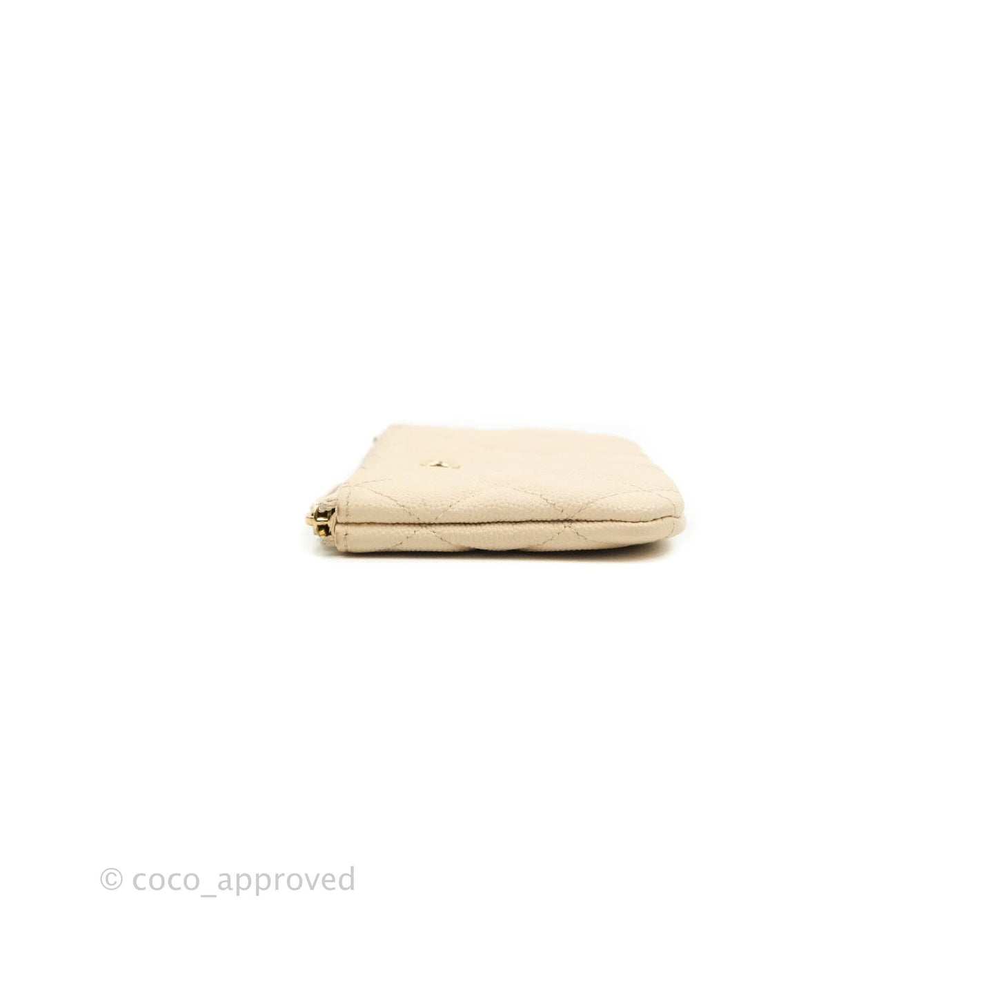 Chanel Quilted Mini O Case Light Beige Caviar Gold Hardware