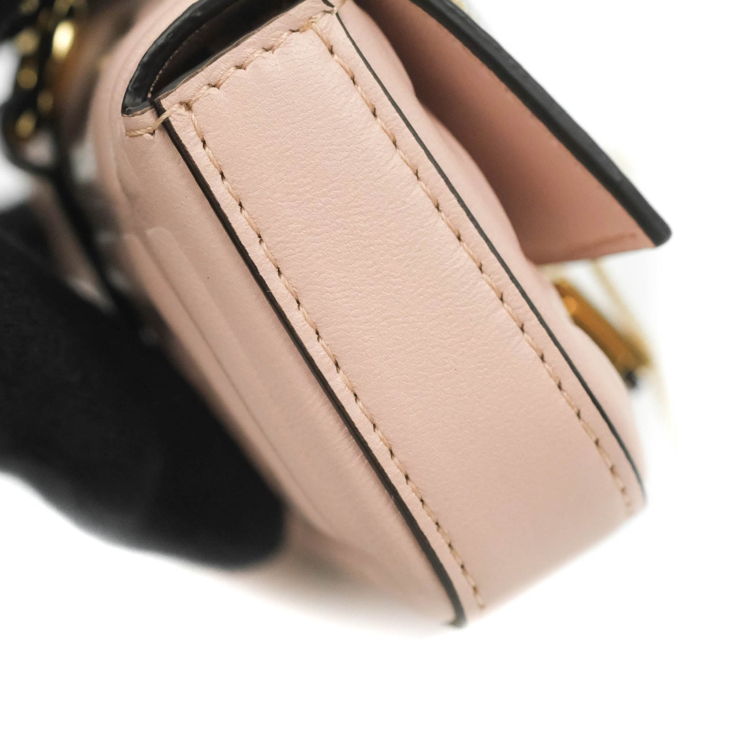 Fendi Nappa FF Embossed Nano Baguette Charm Beige Pink