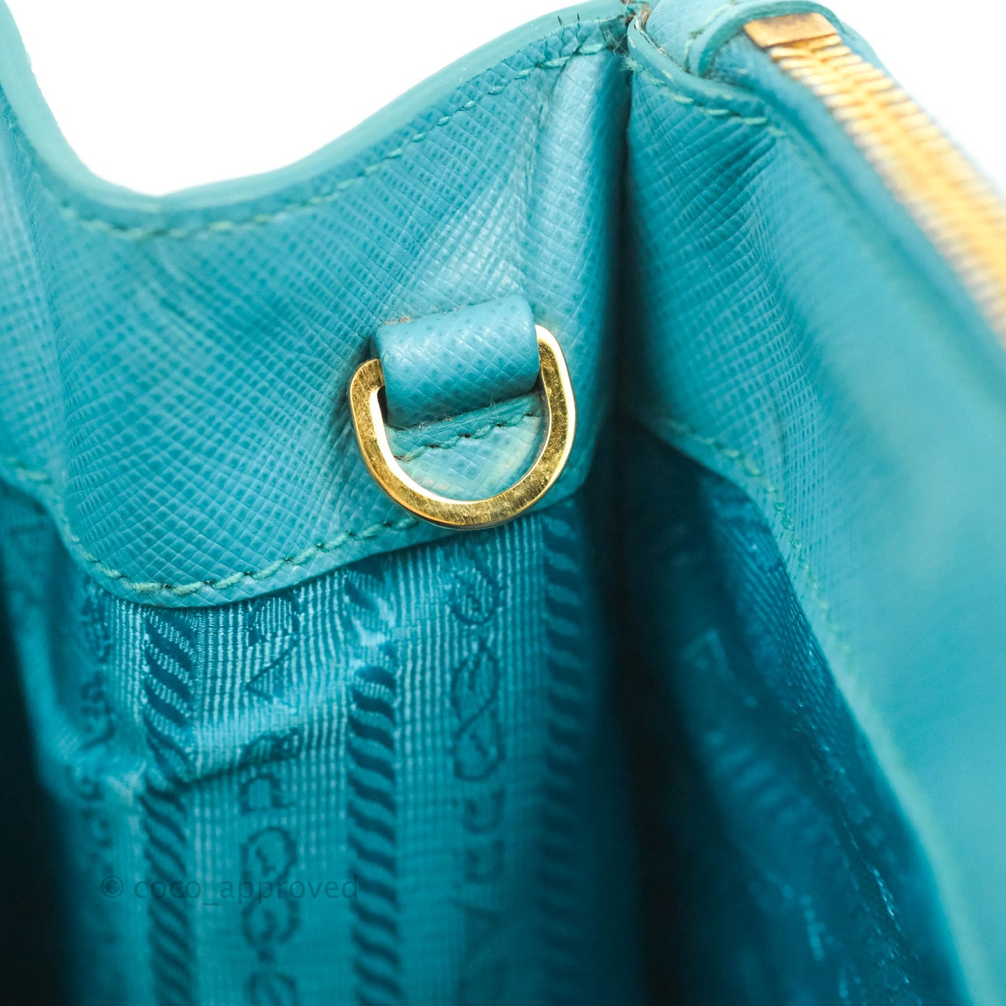 Prada Double Zip Lux Saffiano Tiffany Blue Large Tote Bag
