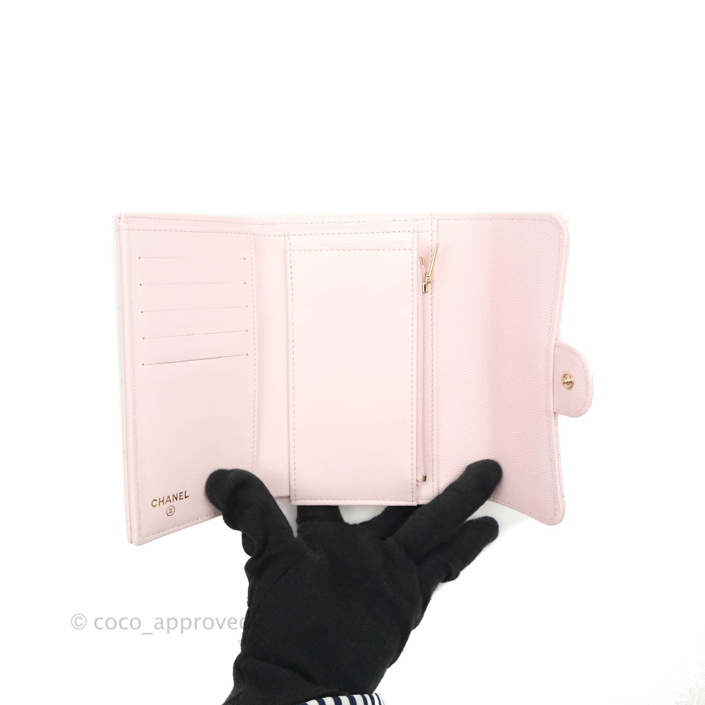 Chanel Quilted Medium Flap Wallet Pink Caviar Gold Hardware