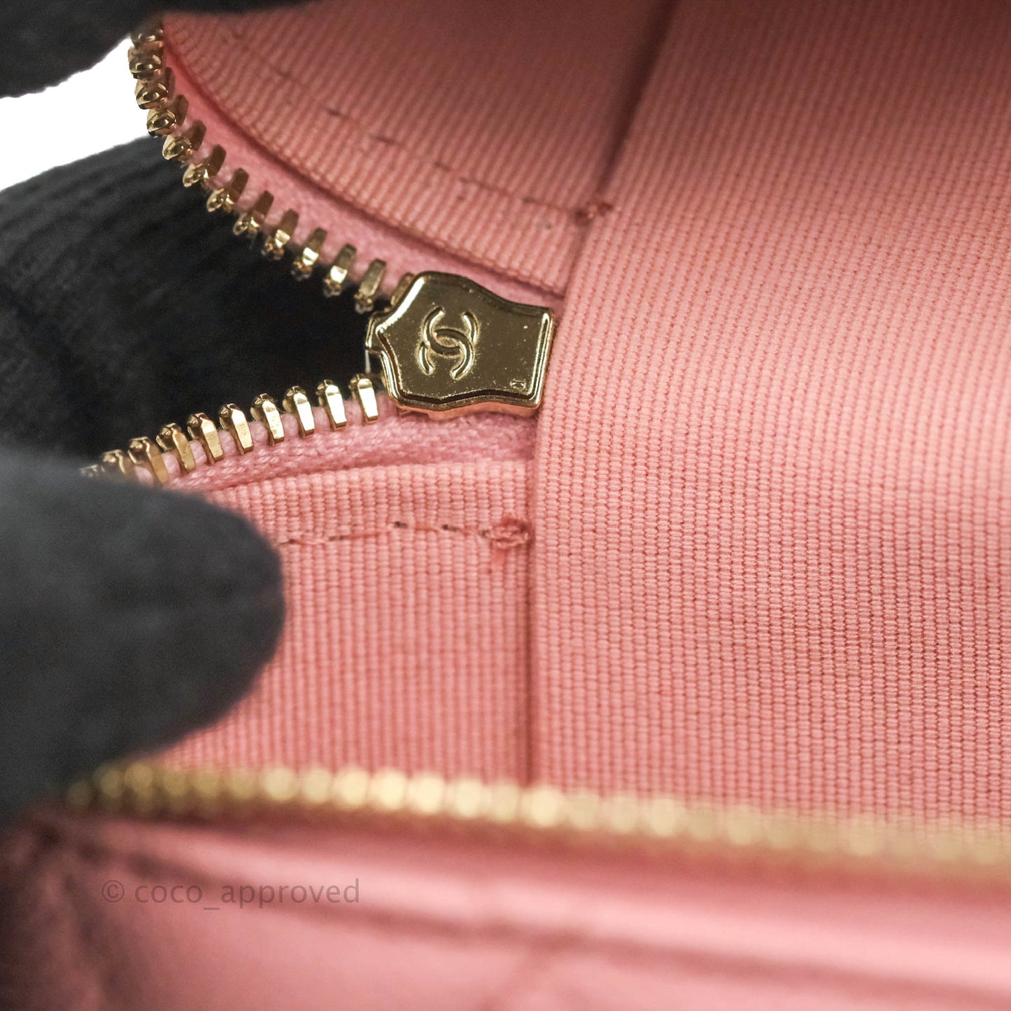 Chanel Vanity Phone Holder With Chain Pink Caviar Gold Hardware