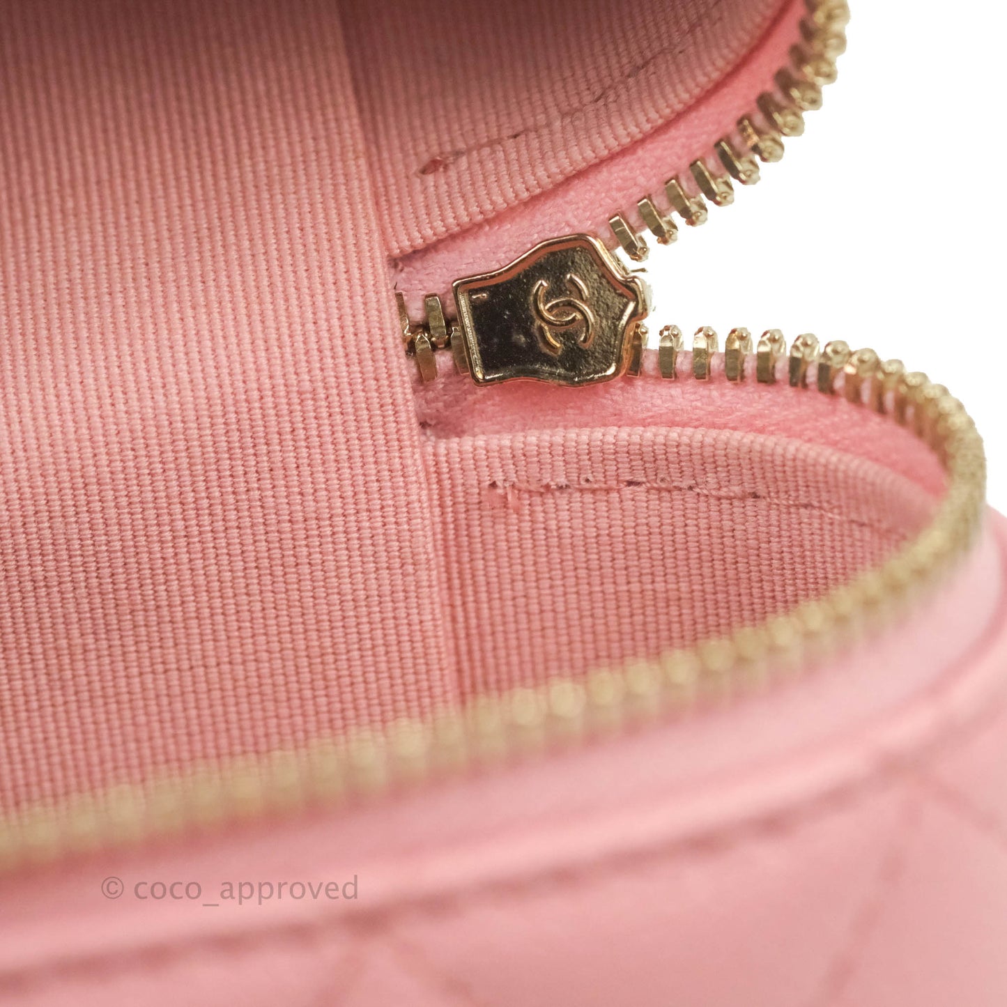 Chanel Vanity Phone Holder With Chain Pink Caviar Gold Hardware