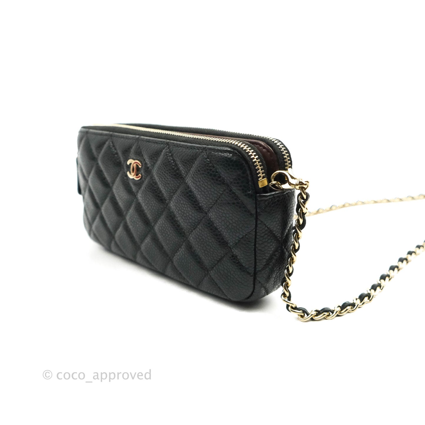 Chanel Quilted Clutch With Chain Black Caviar Gold Hardware