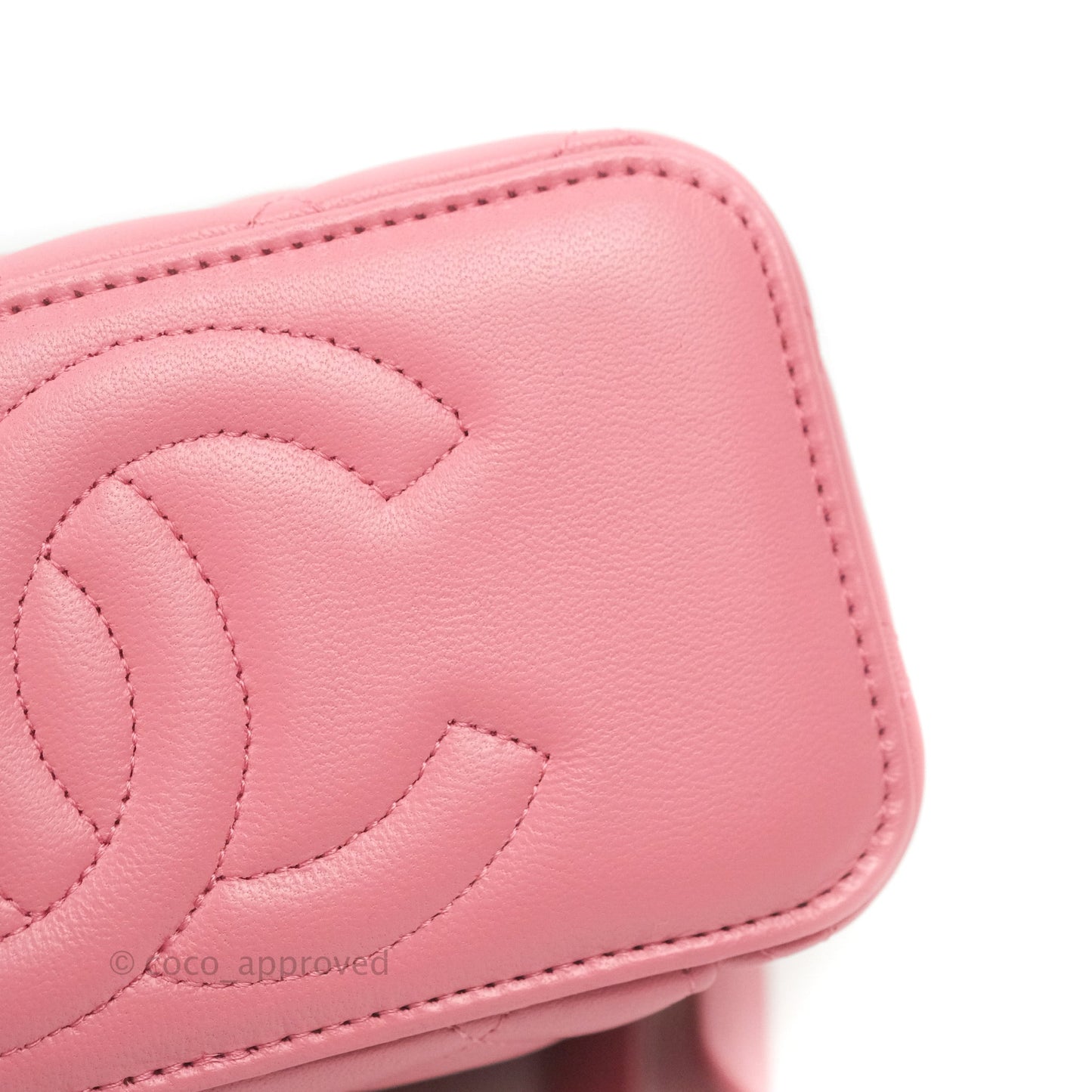 Chanel Vanity Rectangular Top Handle Pink Lambskin Gold Hardware
