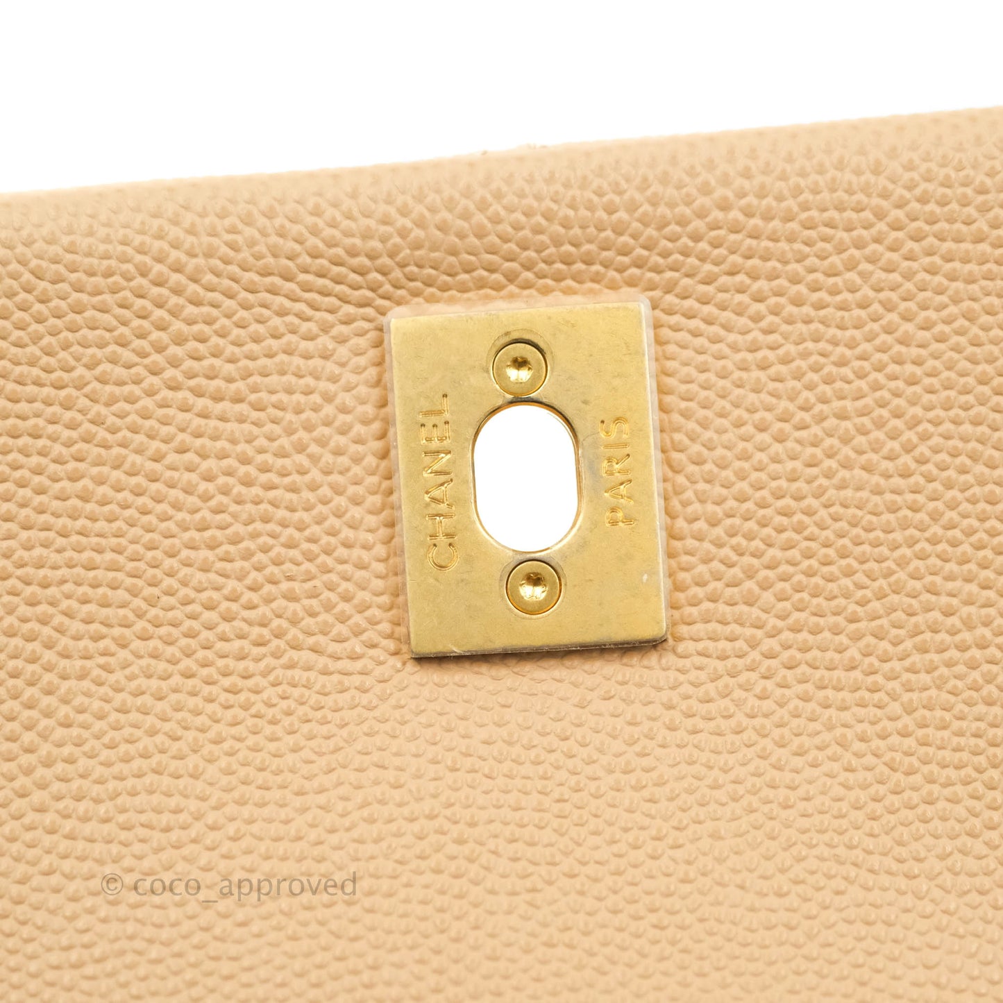 Chanel Small Coco Handle Quilted Beige Caviar Gold Hardware Lizard Handle