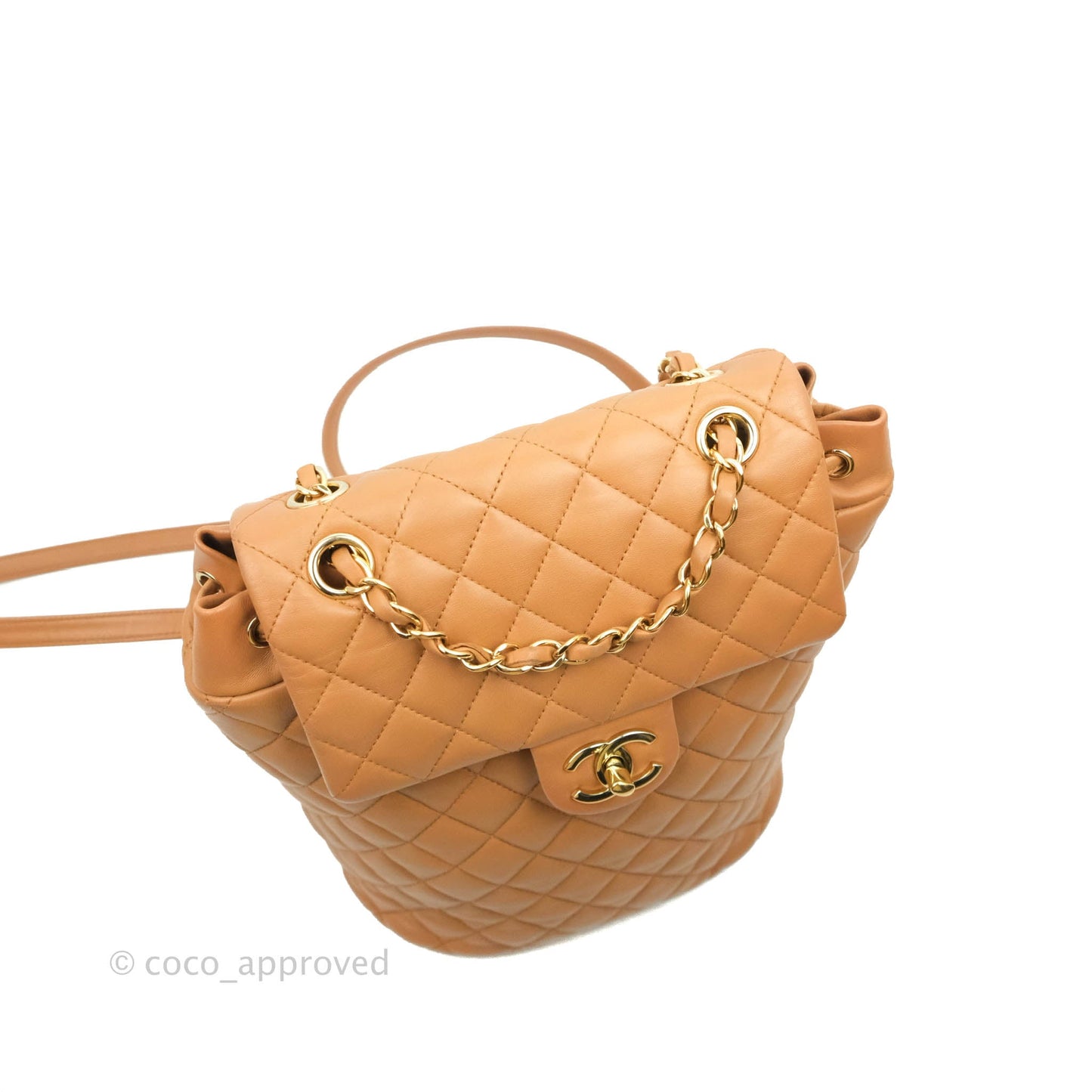 Chanel Quilted Small Urban Spirit Backpack Caramel Dark Beige Calfskin Gold Hardware