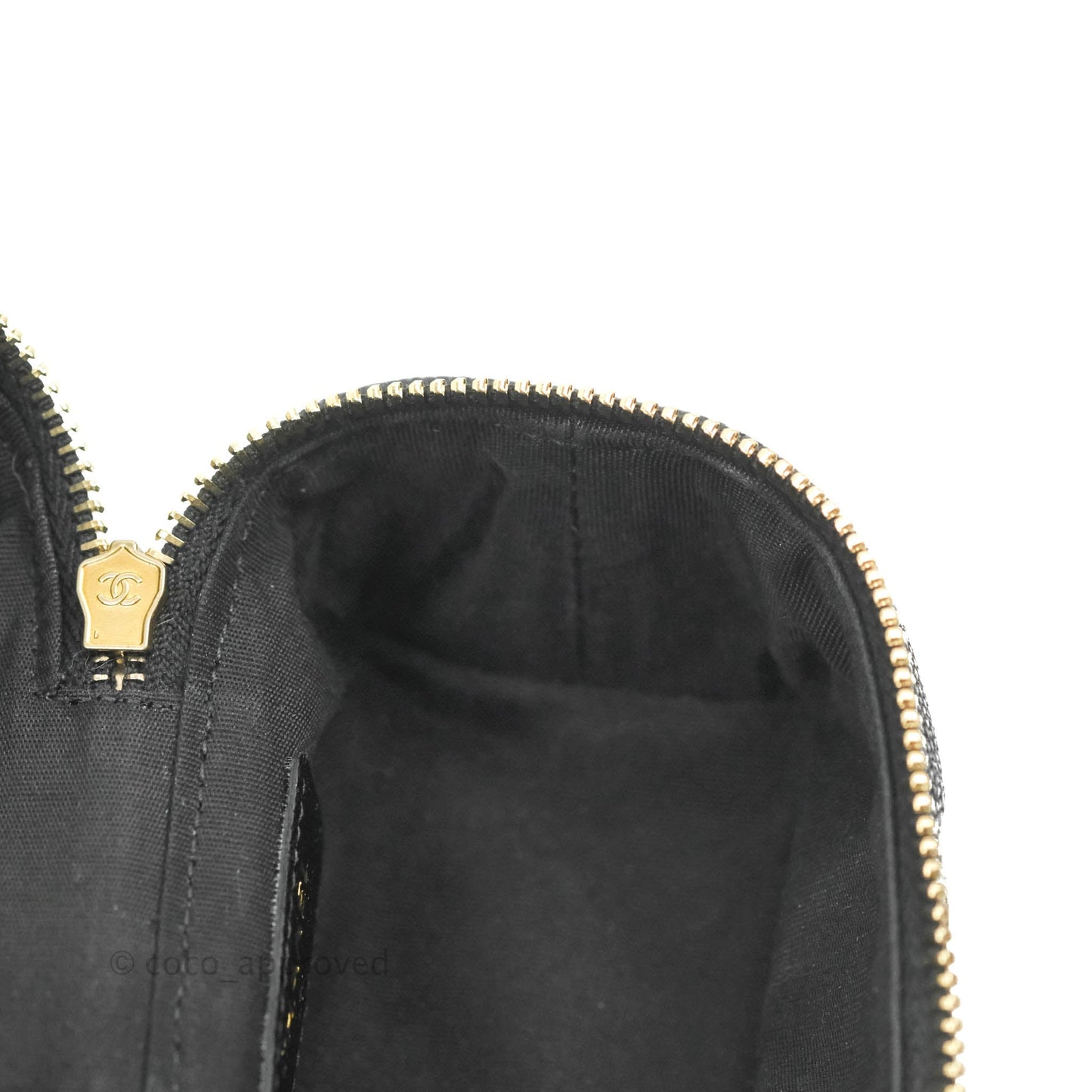 Chanel Quilted Mini Top Handle Vanity With Chain Black Caviar Aged Gold Hardware