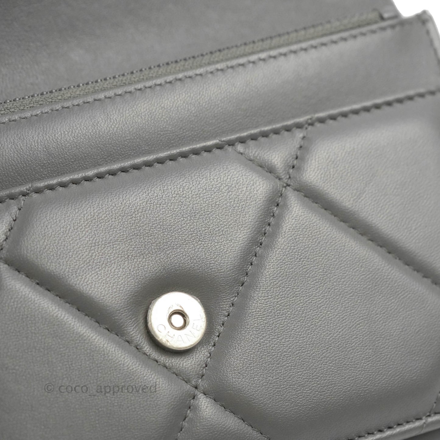 Chanel 19 Wallet on Chain WOC Dark Grey Lambskin Mixed Hardware