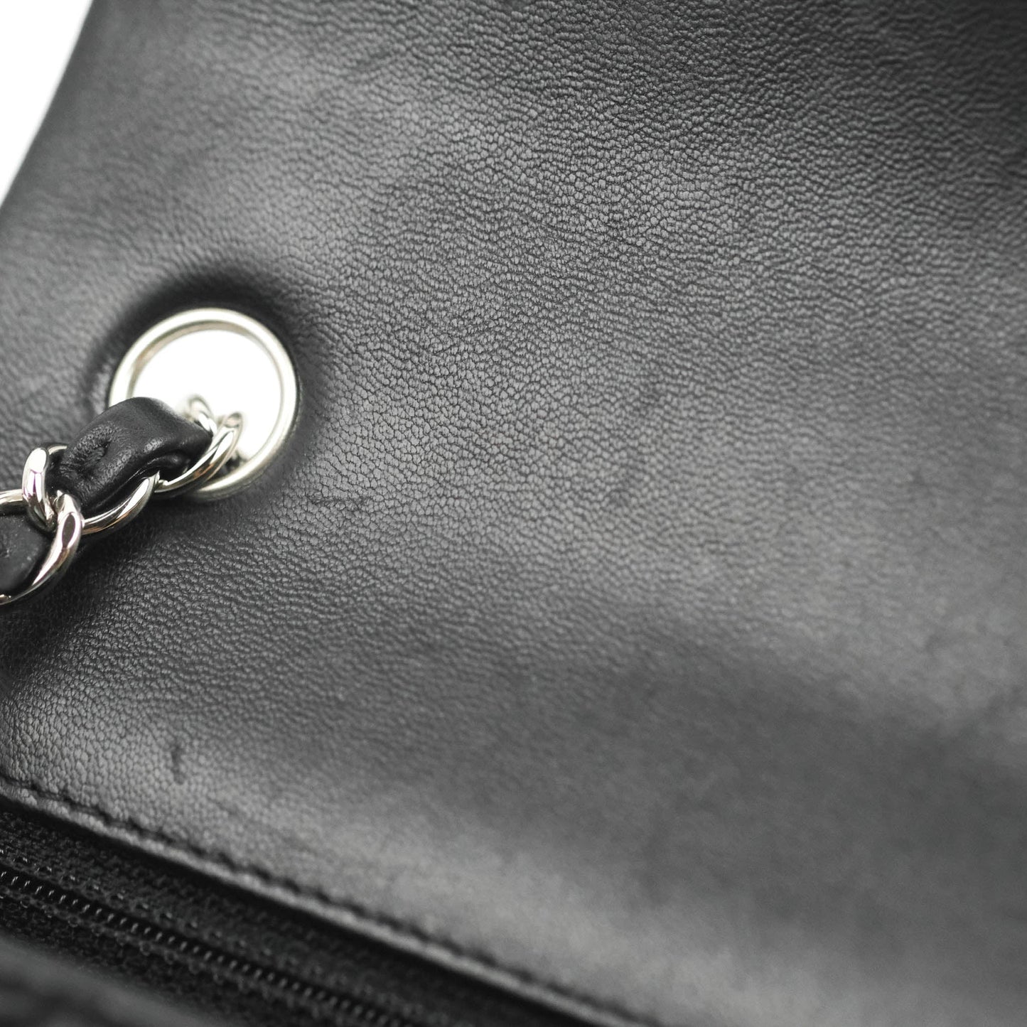Chanel Quilted Mini Rectangular Flap Black Lambskin Silver Hardware
