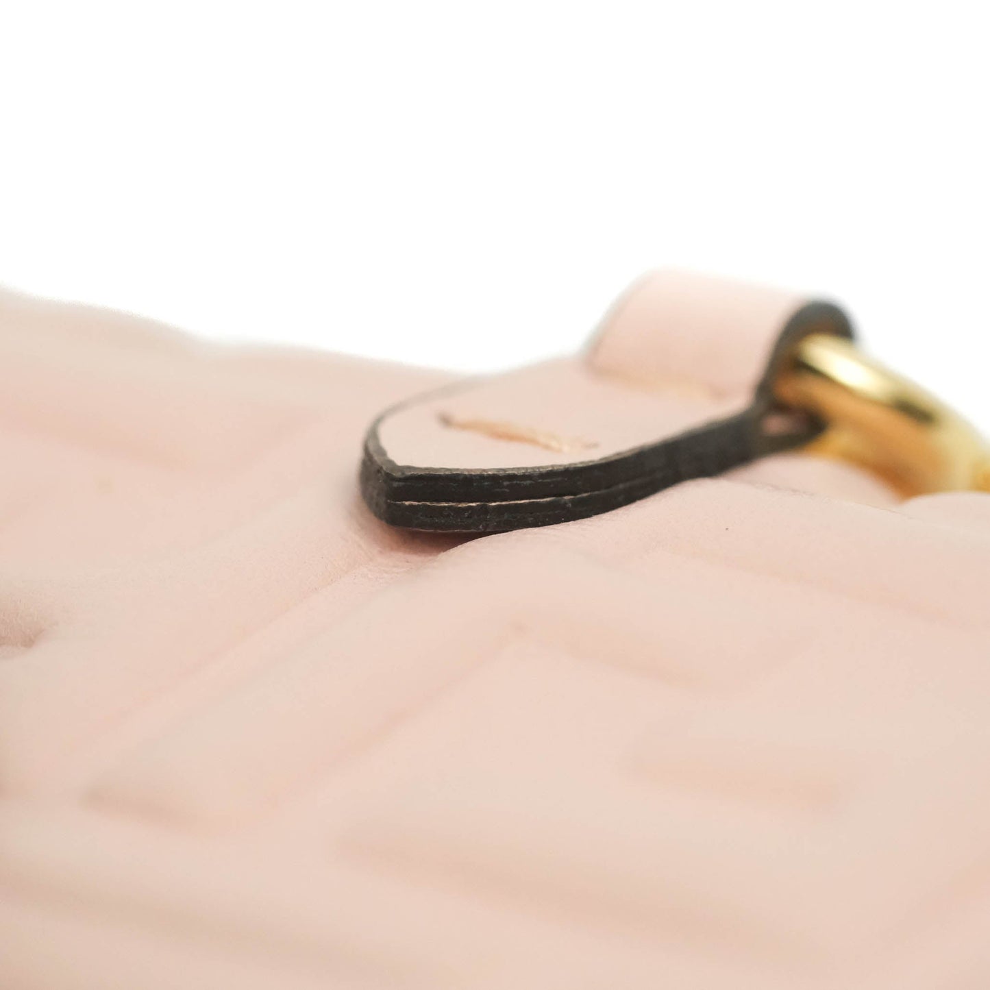 Fendi Nappa FF Embossed Nano Baguette Charm Beige Pink