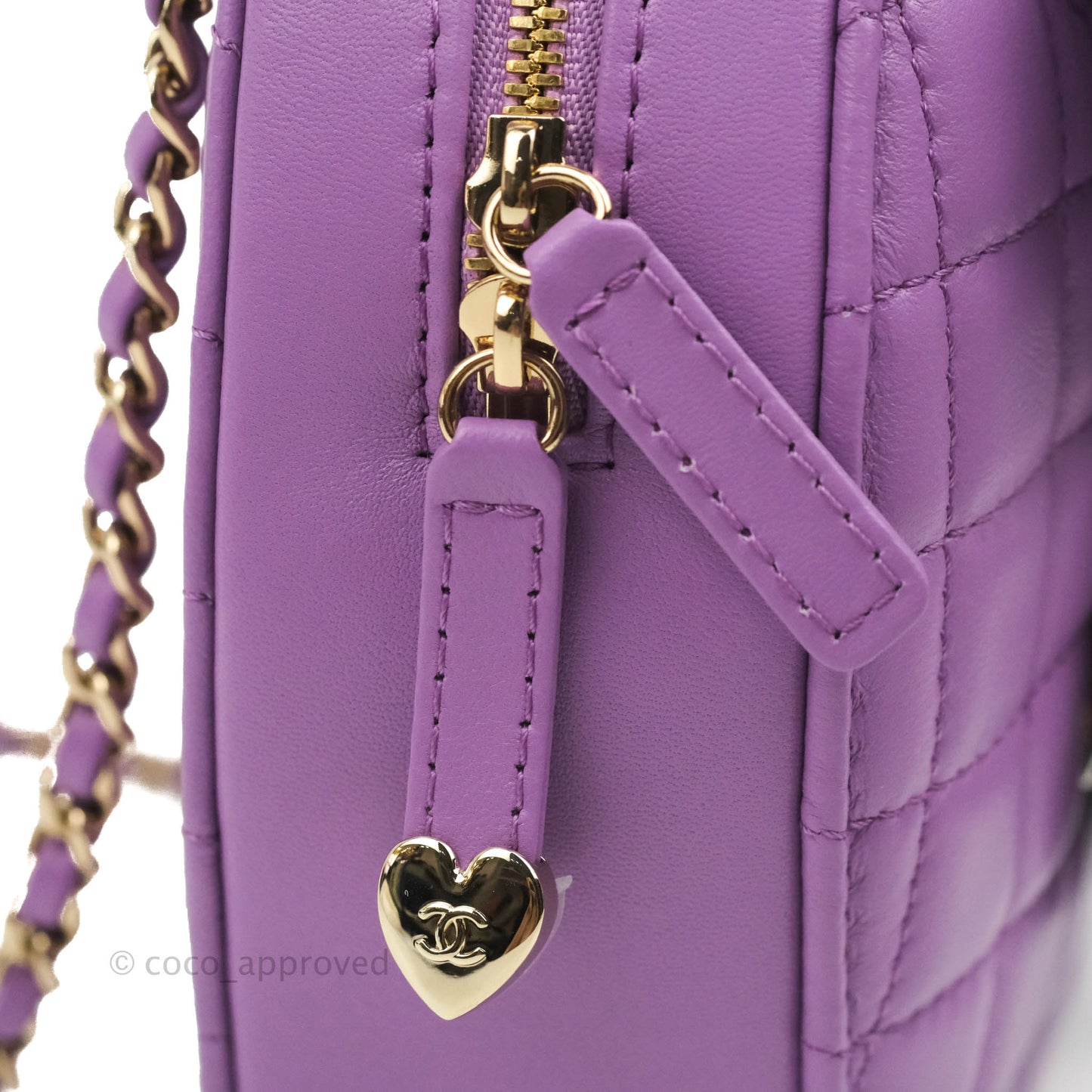 Chanel Large Heart Bag Purple Lambskin Gold Hardware 22S