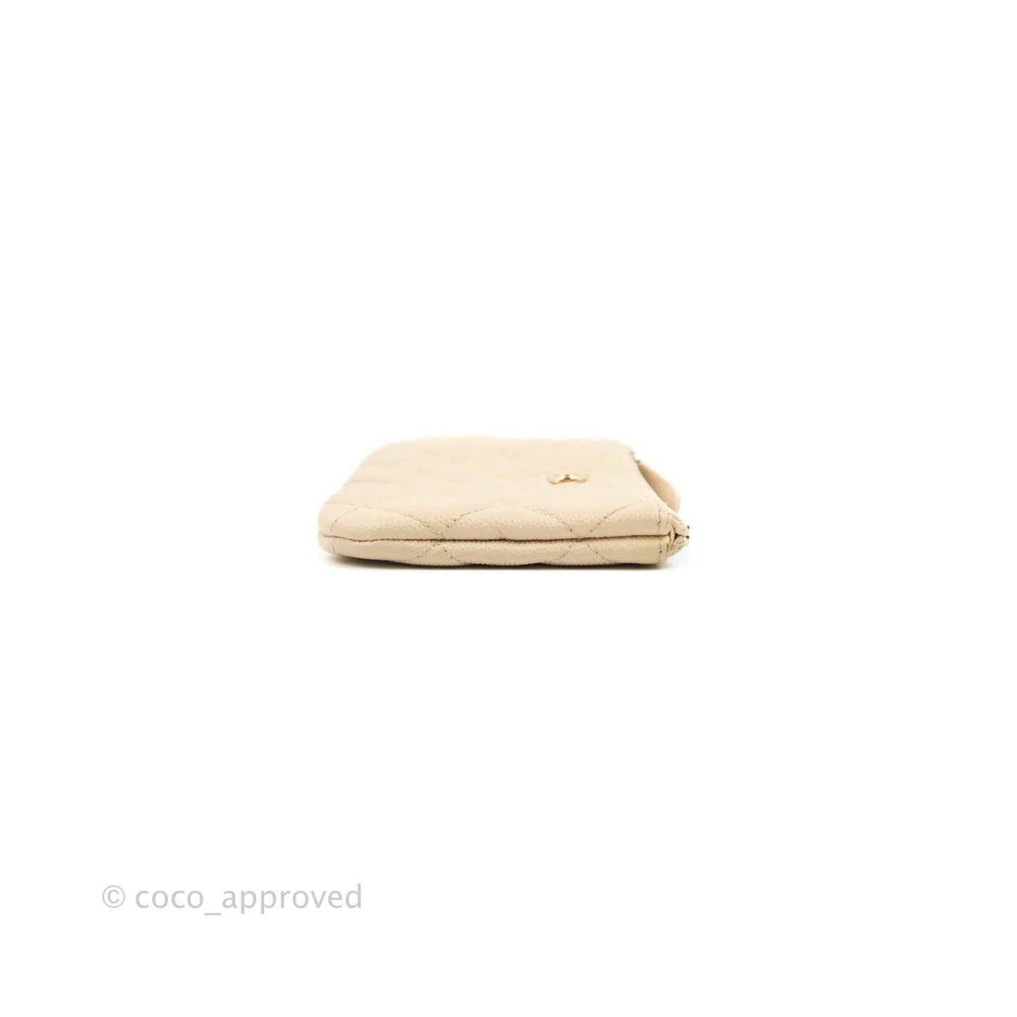 Chanel Quilted Mini O Case Light Beige Caviar Gold Hardware