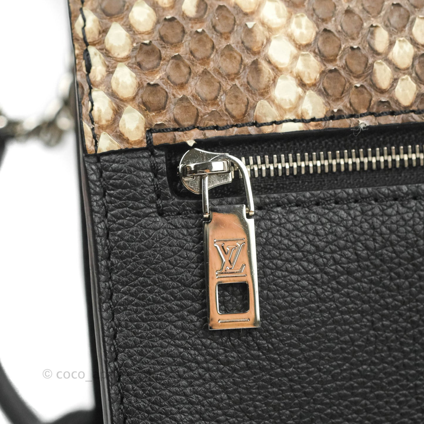 Louis Vuitton  My Lockme Chain Bag BB Black Brown Python Calfskin