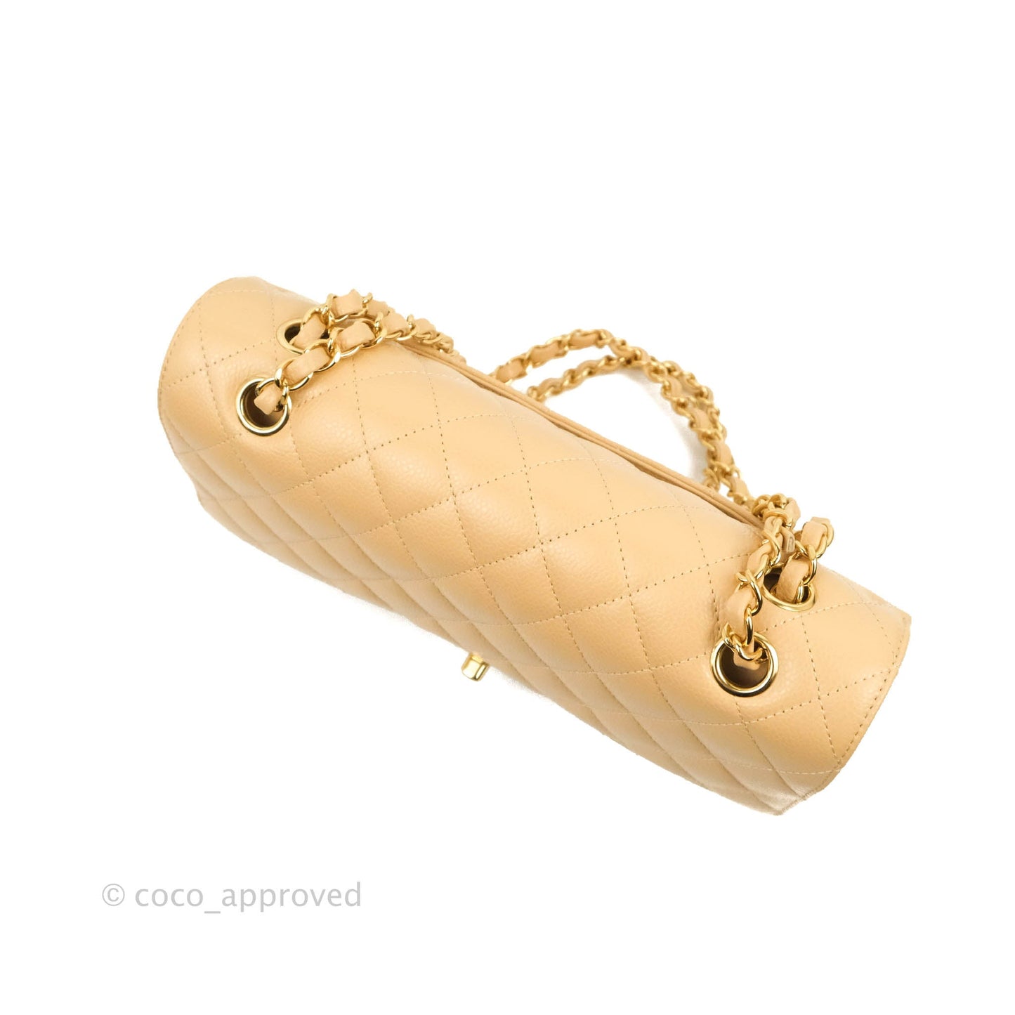 Chanel Classic M/L Medium Flap Quilted Beige Caviar Gold Hardware