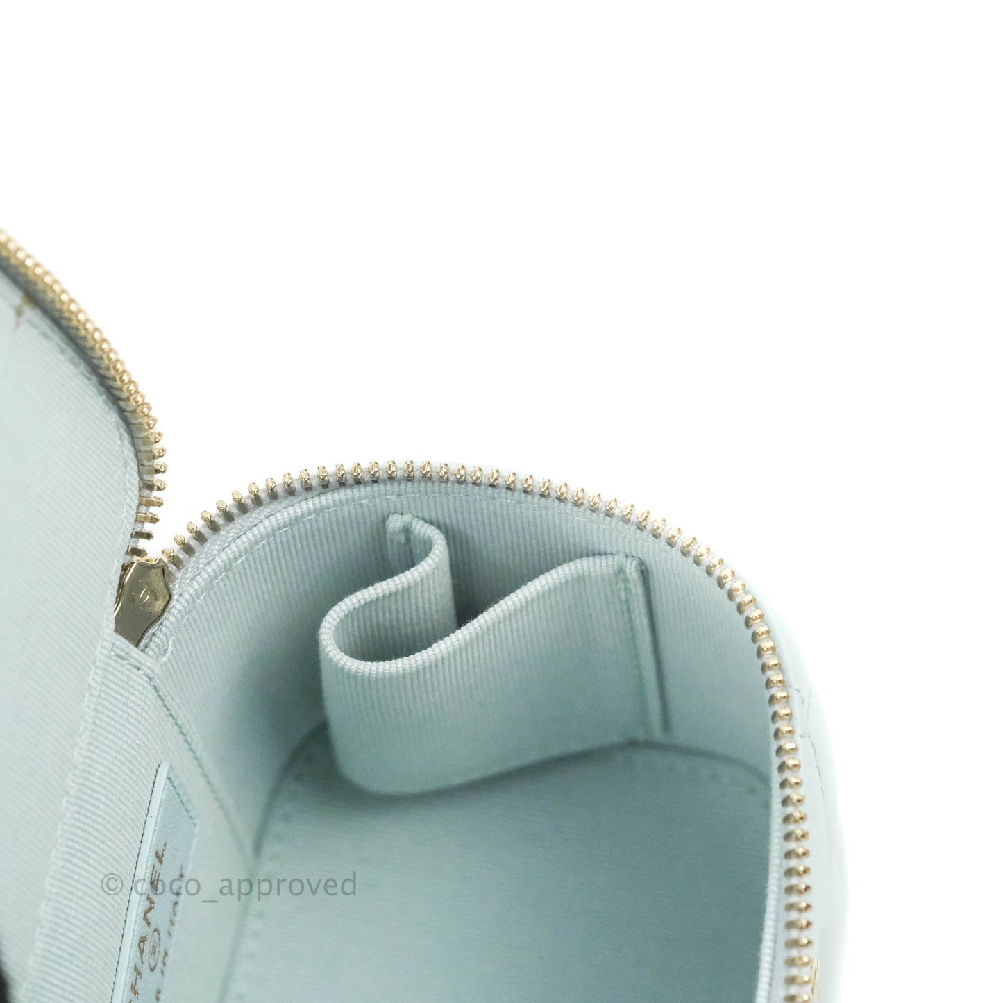 Chanel Mini Top Handle Vanity With Chain Light Blue Lambskin Gold Hardware