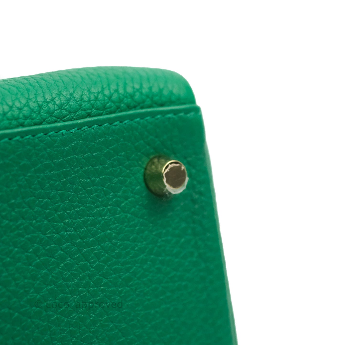 Hermès Retourne Taurillon Kelly 28 Vert Vertigo Clemence Gold Hardware