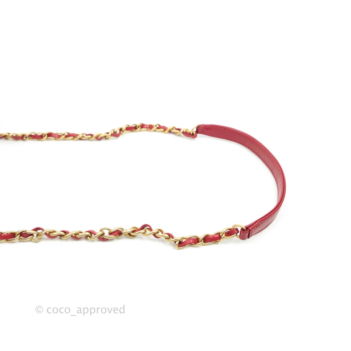 Chanel Shiny Aged Calfskin CC Chain Mini Drawstring Bag Red
