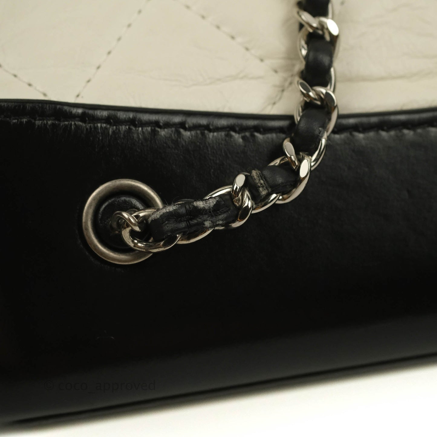 Chanel Small Gabrielle Backpack White Black Aged Calfskin