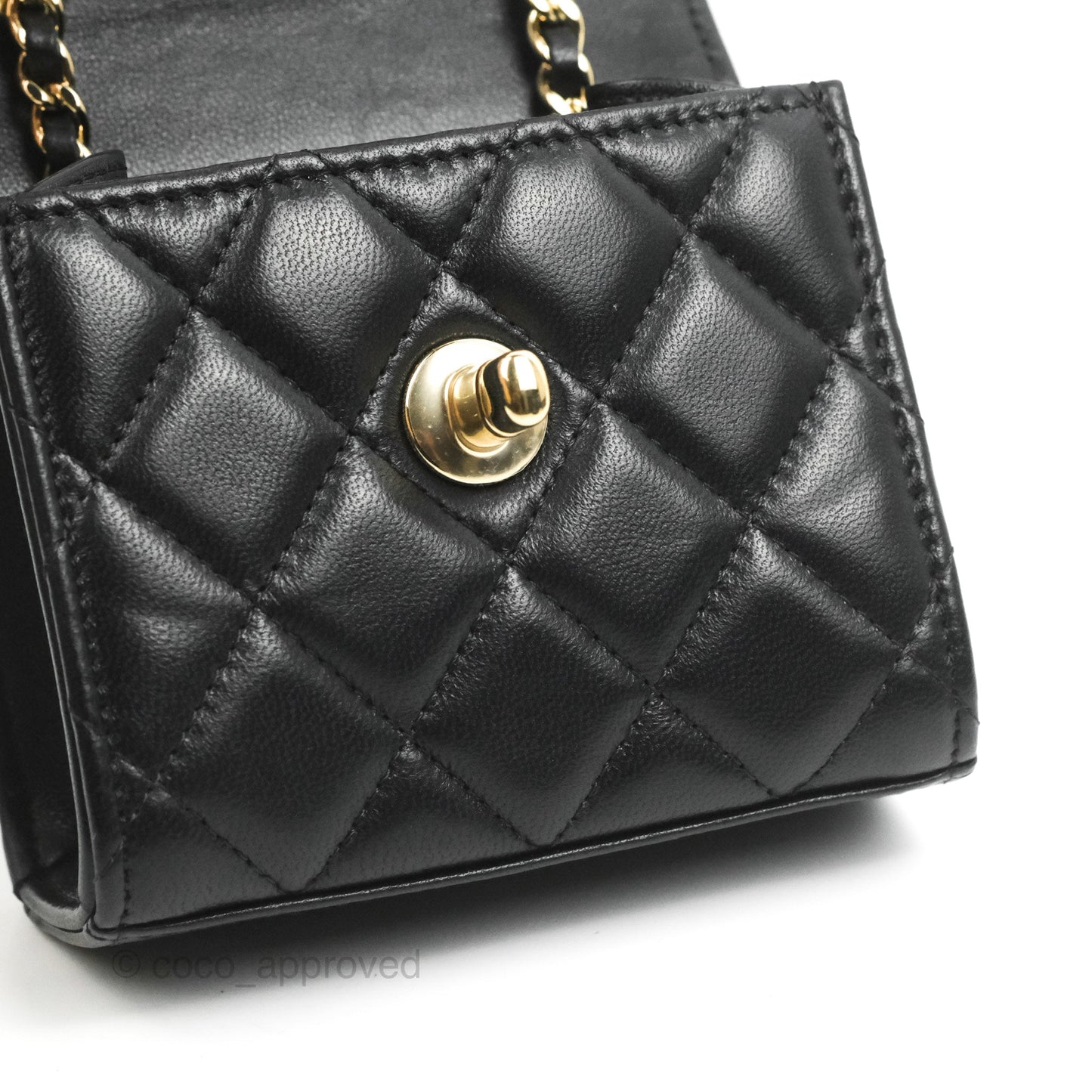Chanel Mini Quilted Trendy CC Clutch With Chain Black Lambskin Gold Hardware