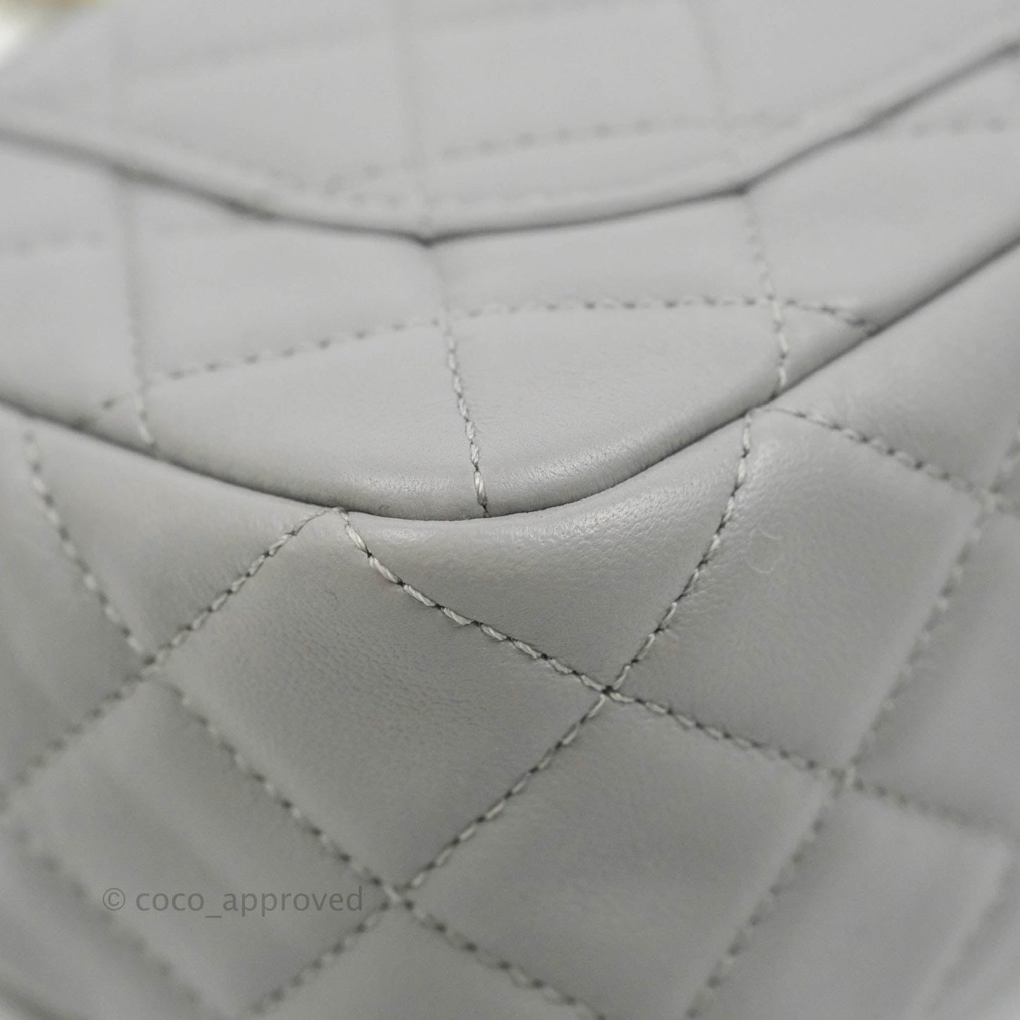 Chanel Mini Rectangular Pearl Crush Quilted Grey Lambskin Aged Gold Hardware