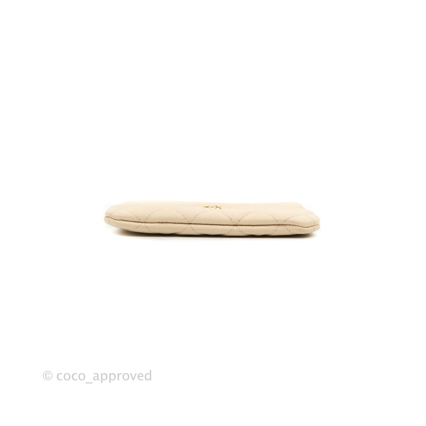 Chanel Quilted Mini O Case Light Beige Caviar Gold Hardware