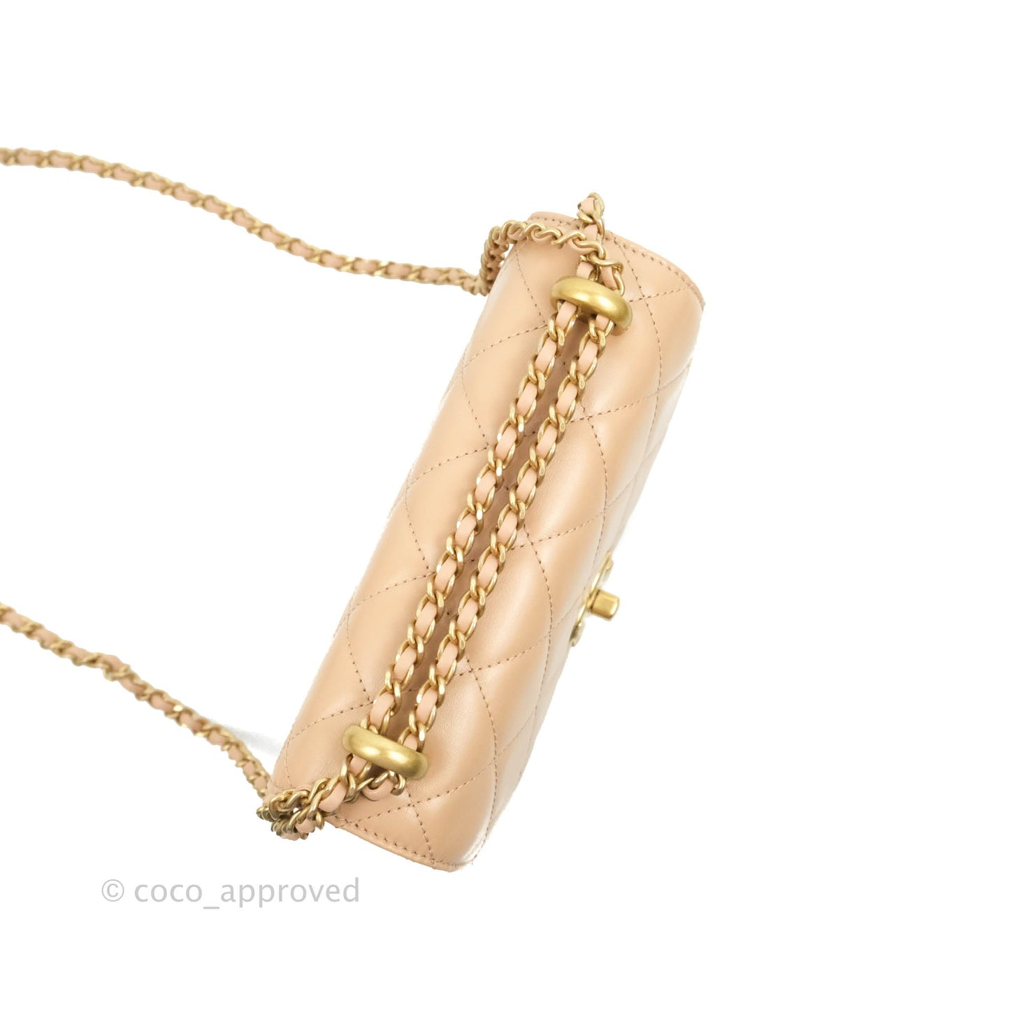 Chanel Quilted Mini Perfect Fit Adjustable Beige Calfskin Gold Hardware 21A