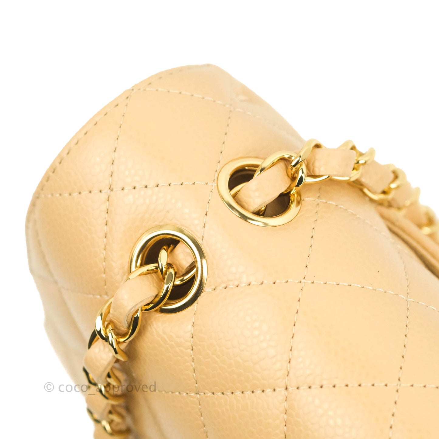 Chanel Classic M/L Medium Flap Quilted Beige Caviar Gold Hardware