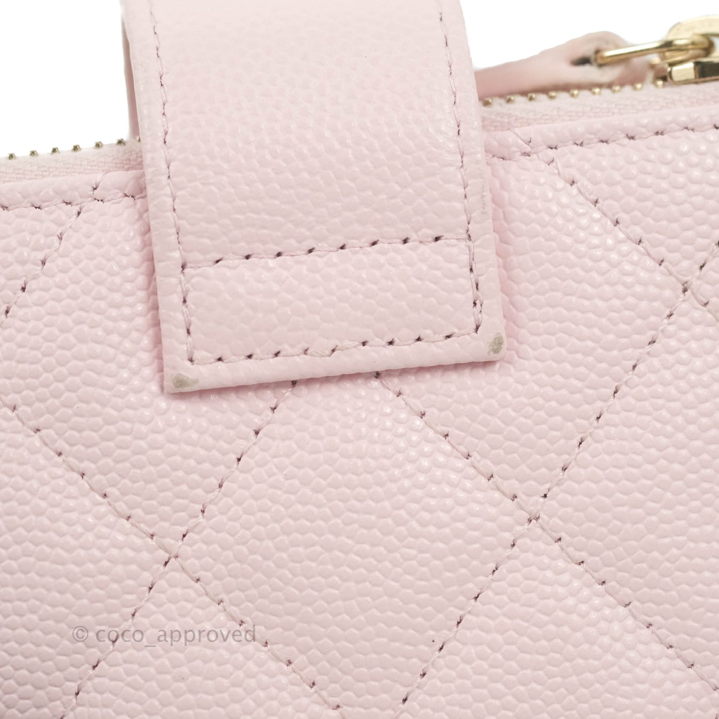 Chanel Folded Double Zip Coin Case Card Pink Caviar Gold Hardware