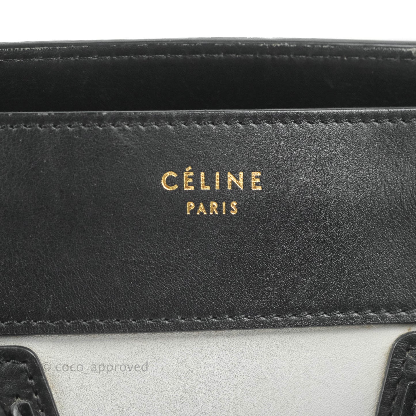 Celine Mini Luggage Bag Black/White/Brown Calfskin