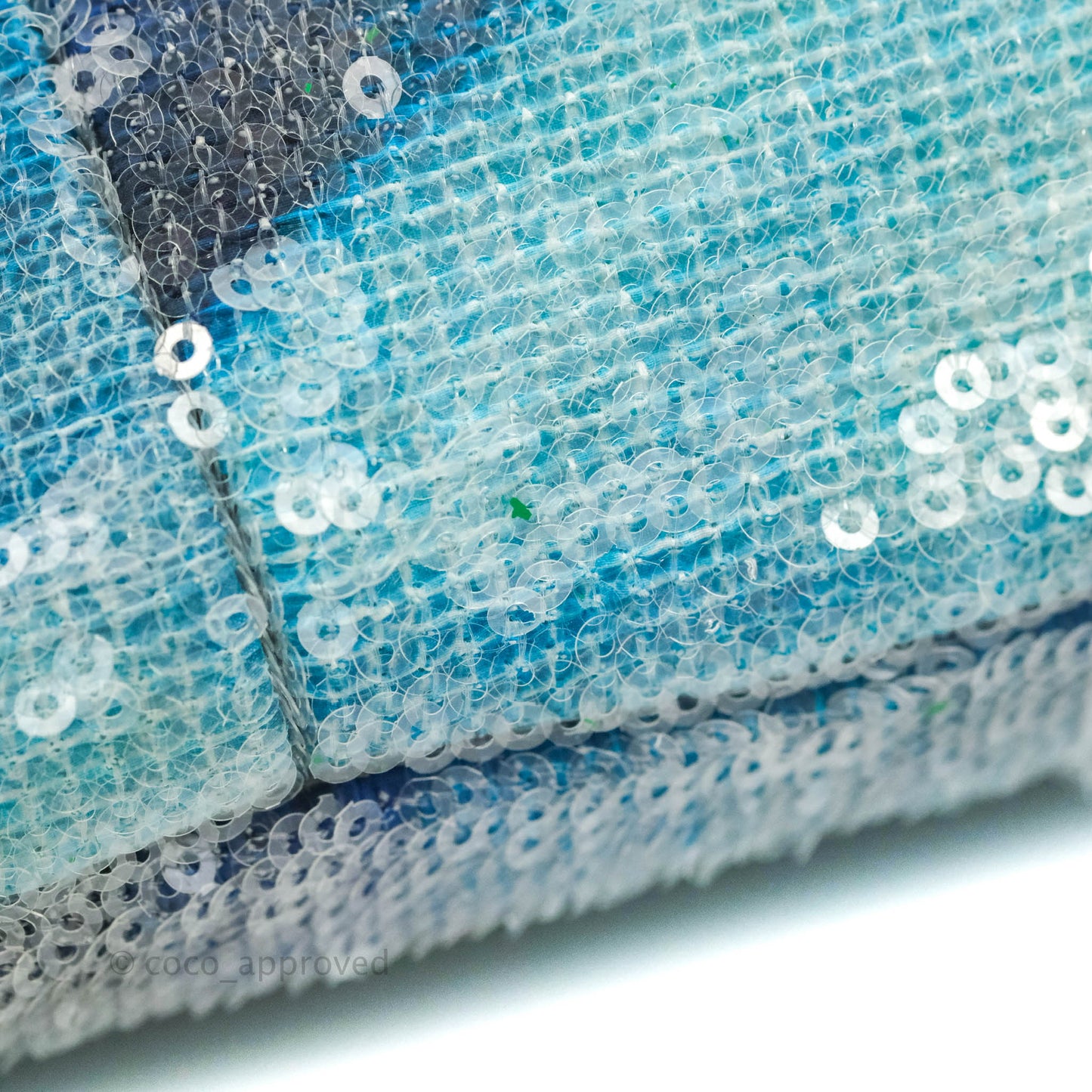Chanel Large Sequin Waterfall Flap Bag Blue Silver Hardware