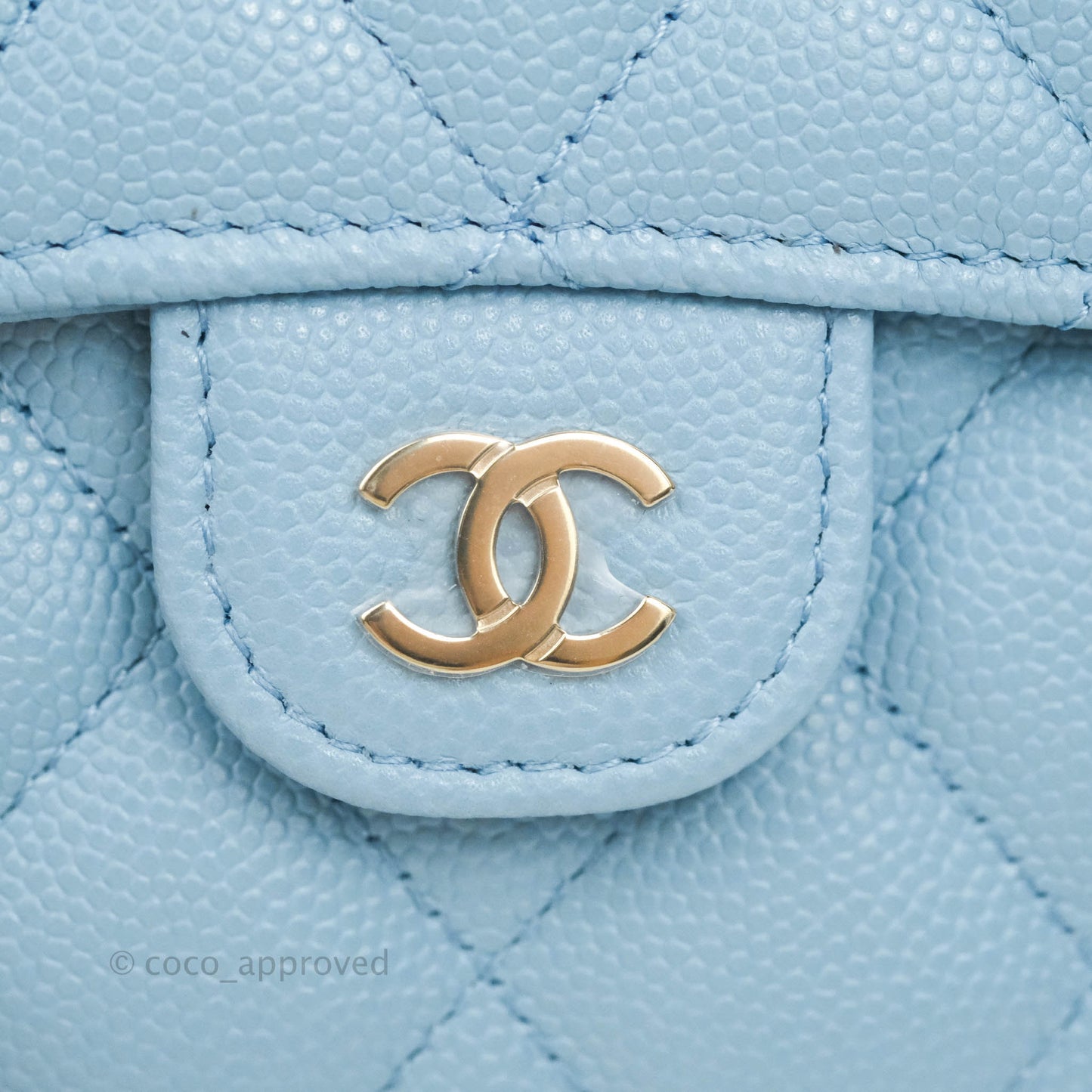 Chanel Classic Flap Wallet Blue Caviar Gold Hardware