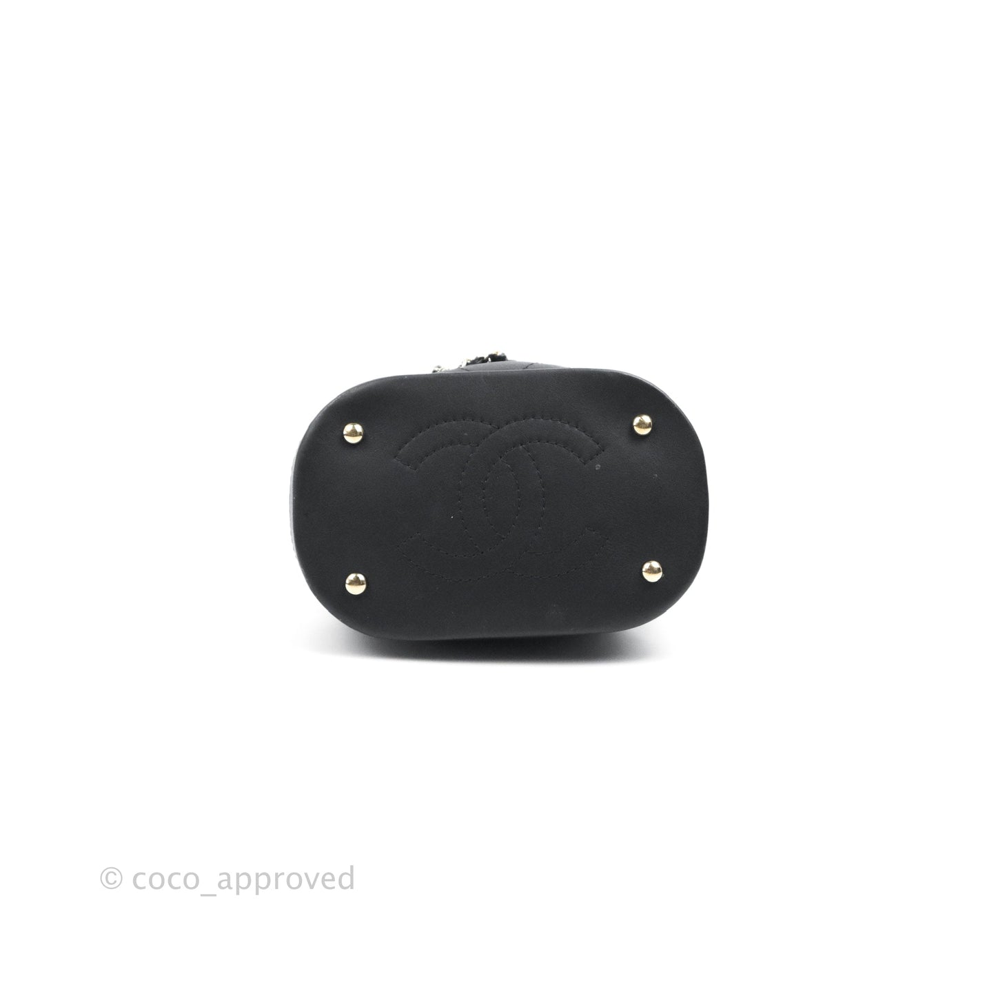 Chanel Mini CC Drawstring Bucket Bag Black Calfskin Gold Hardware