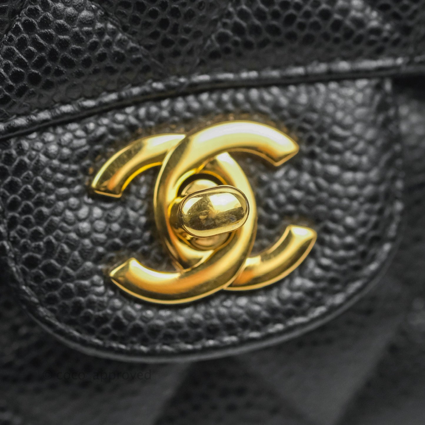Chanel Classic M/L Medium Double Flap Black Caviar Gold Hardware