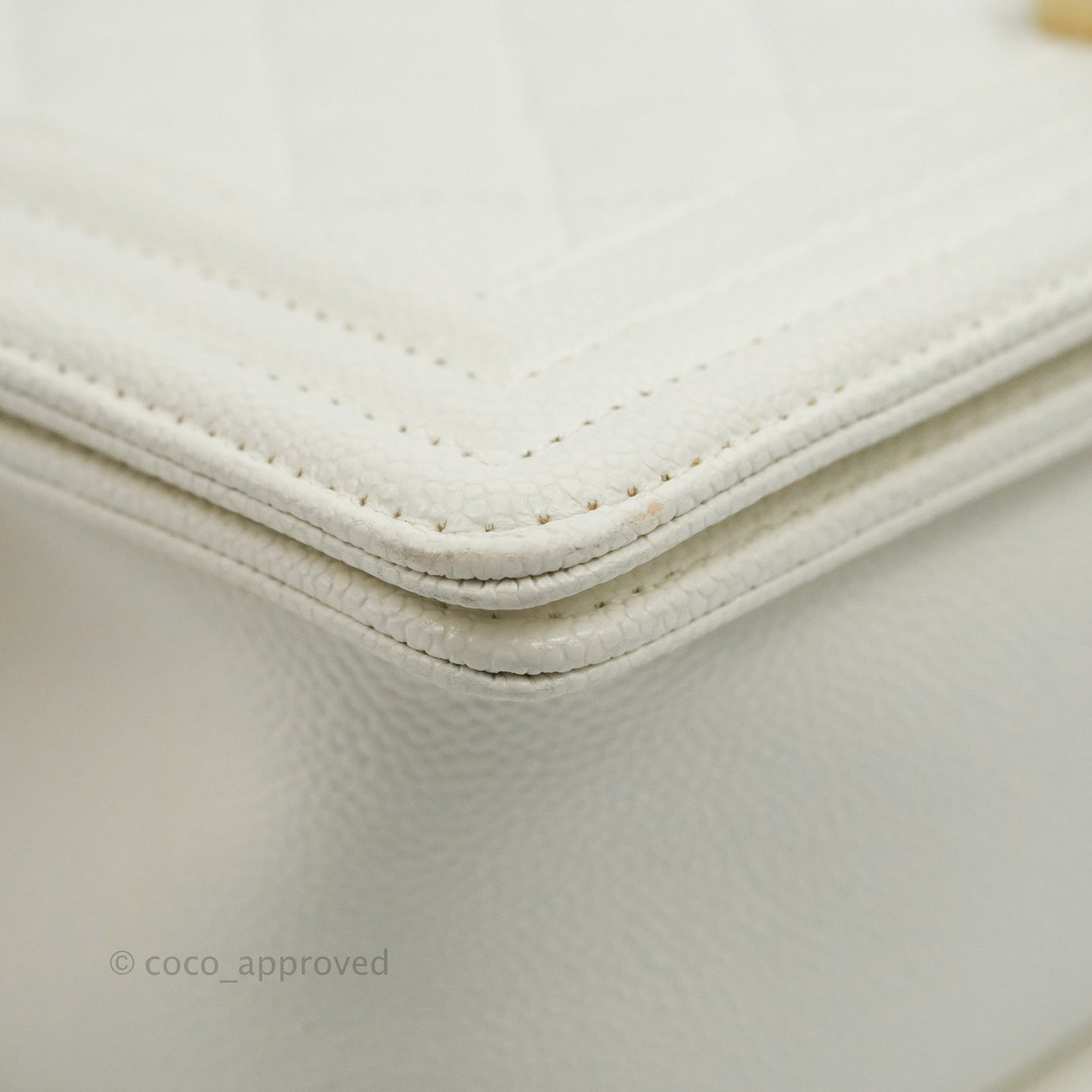 Chanel Quilted Medium Boy White Caviar Gold Hardware