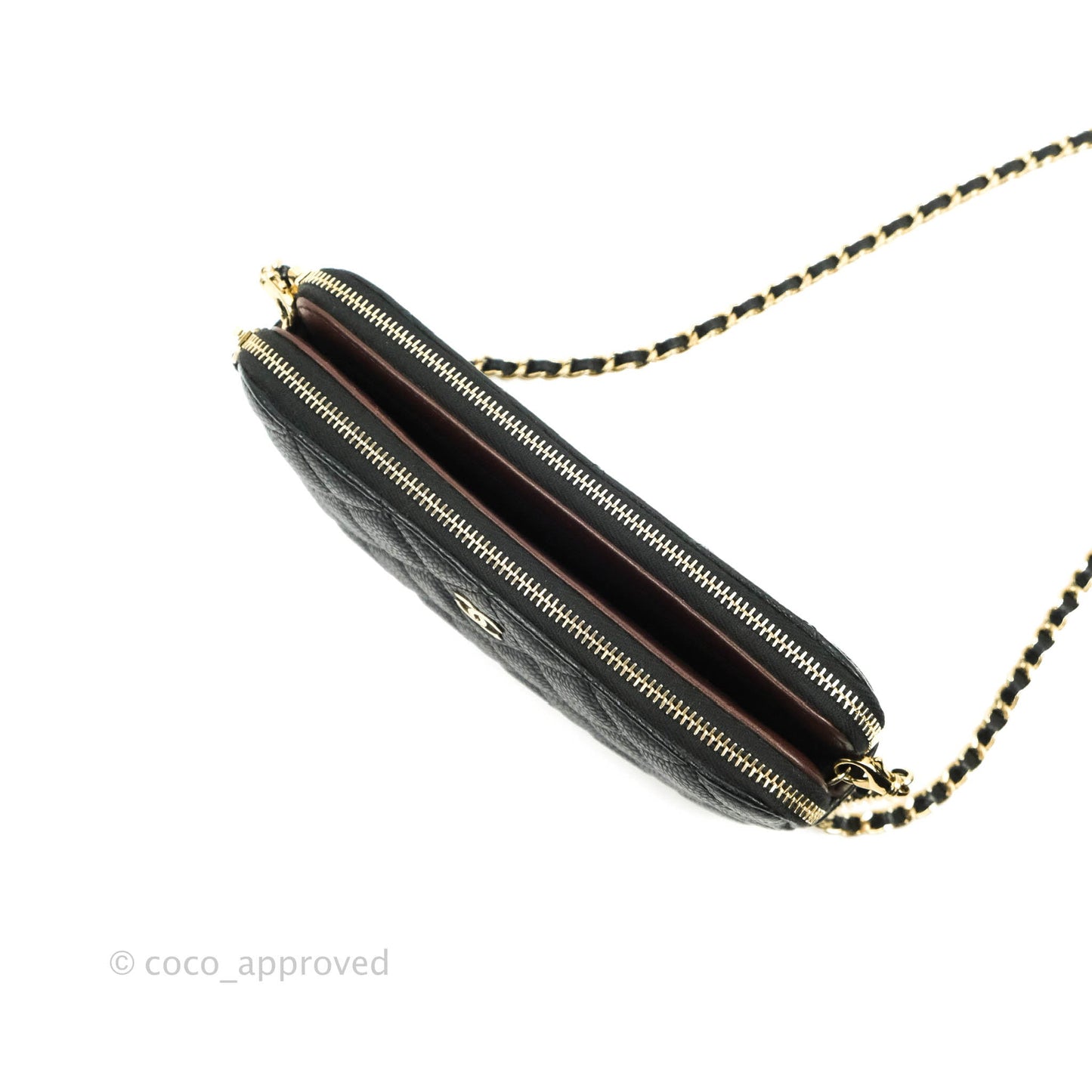 Chanel Quilted Clutch With Chain Black Caviar Gold Hardware