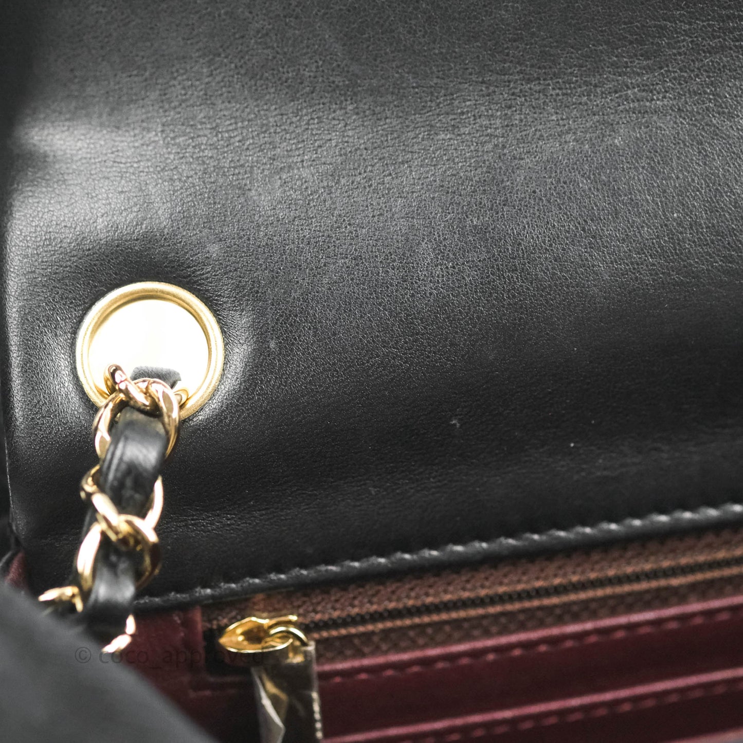 Chanel Mini Square Black Chevron Lambskin Gold Hardware