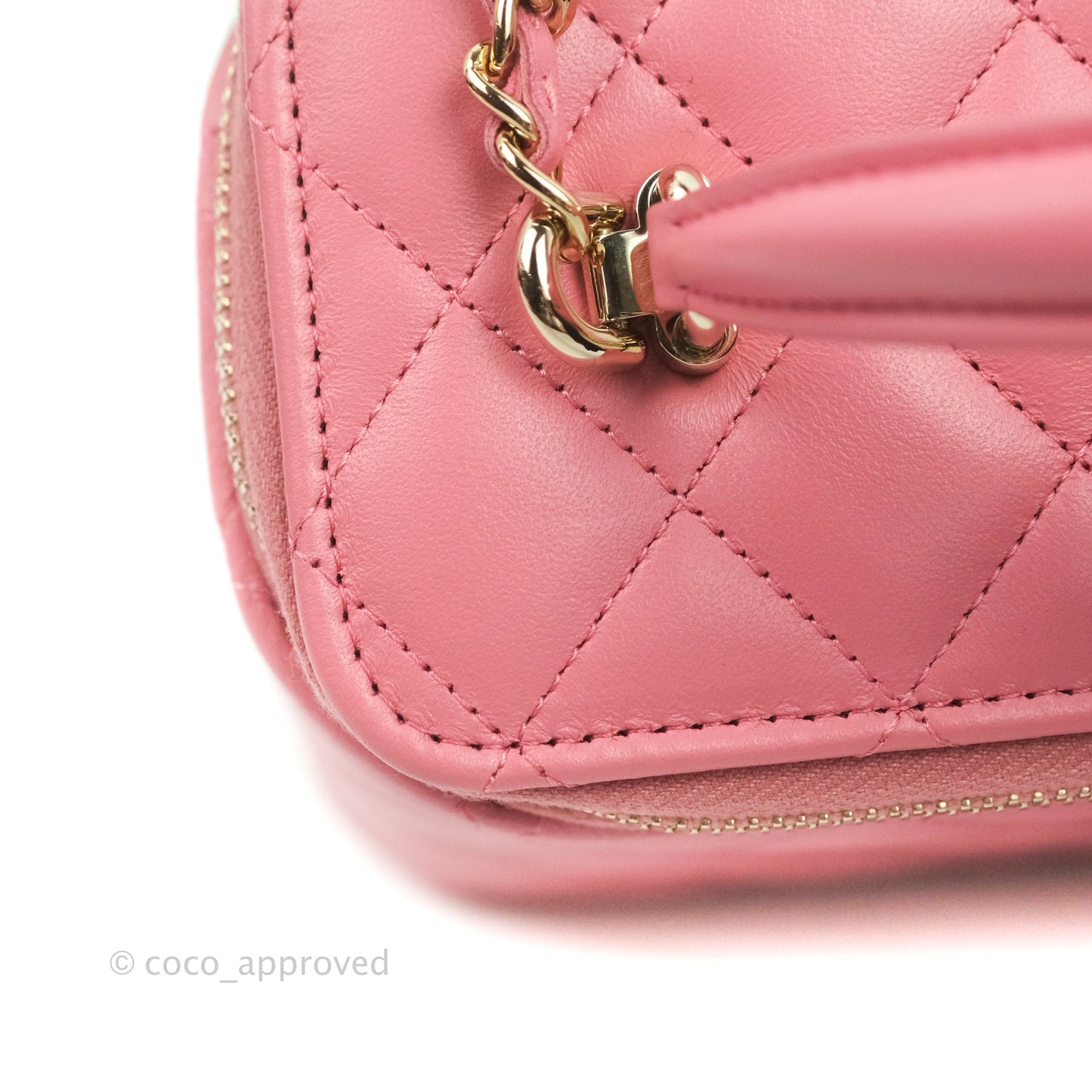 Chanel Vanity Rectangular Top Handle Pink Lambskin Gold Hardware
