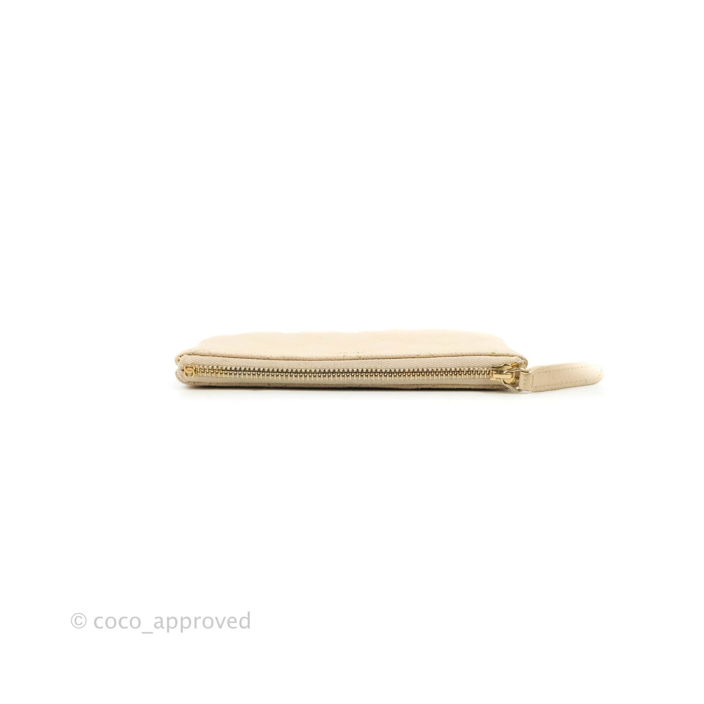 Chanel Quilted Mini O Case Light Beige Caviar Gold Hardware