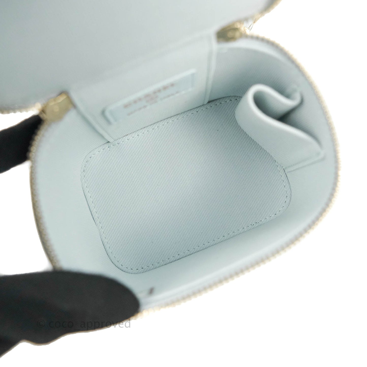 Chanel Mini Top Handle Vanity With Chain Light Blue Lambskin Gold Hardware