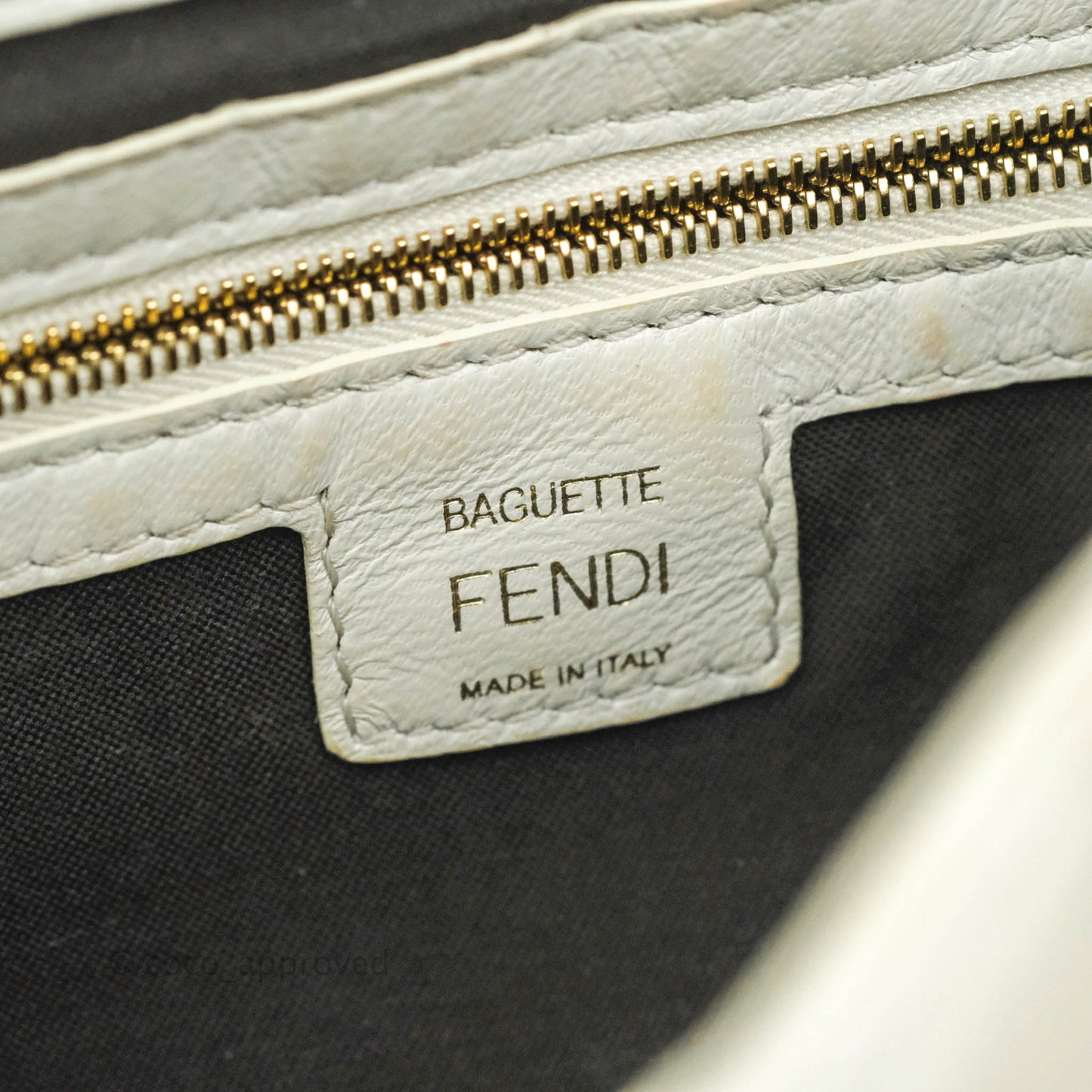 Fendi Medium Baguette Bag White Calfskin Gold Hardware