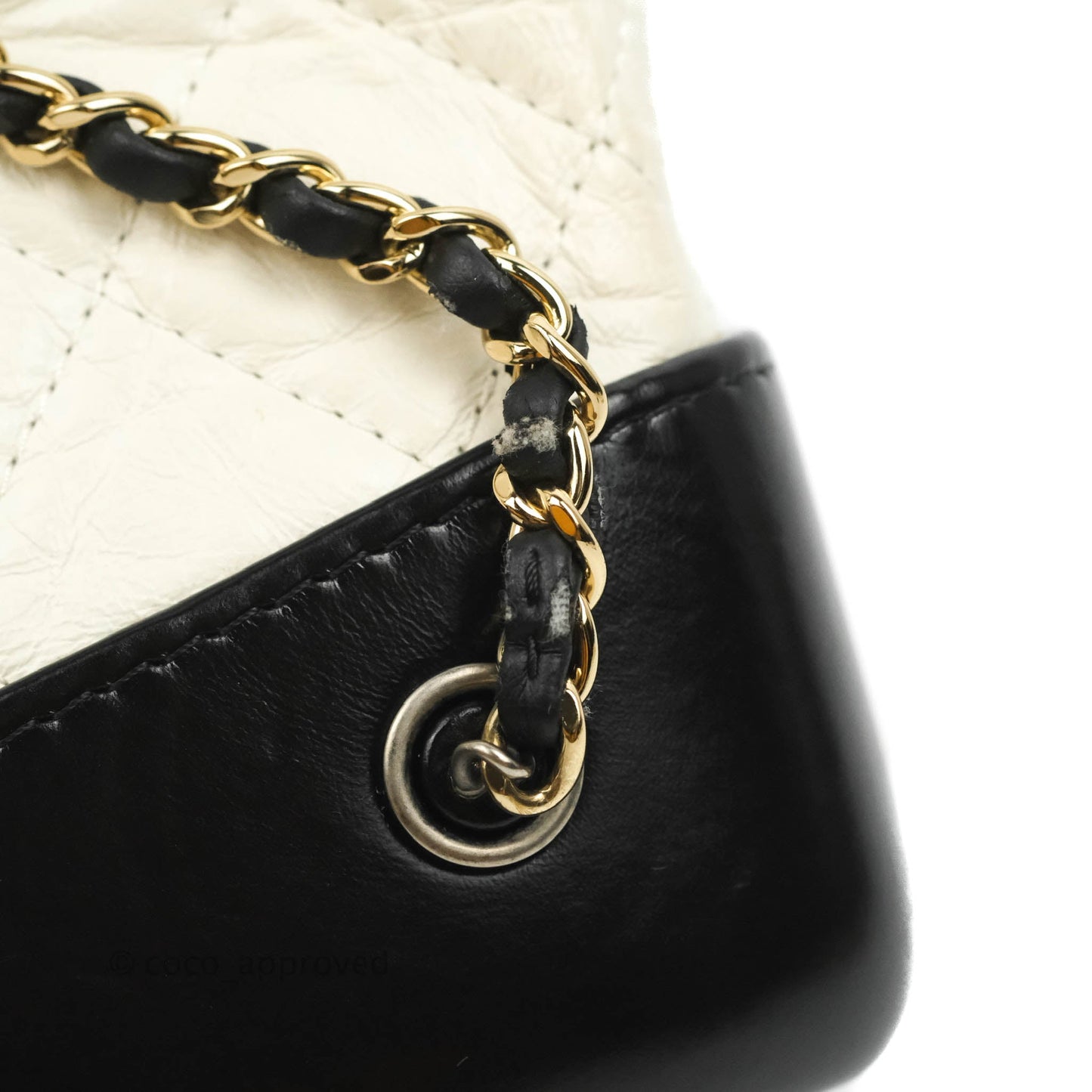 Chanel Small Gabrielle Backpack White Black Aged Calfskin
