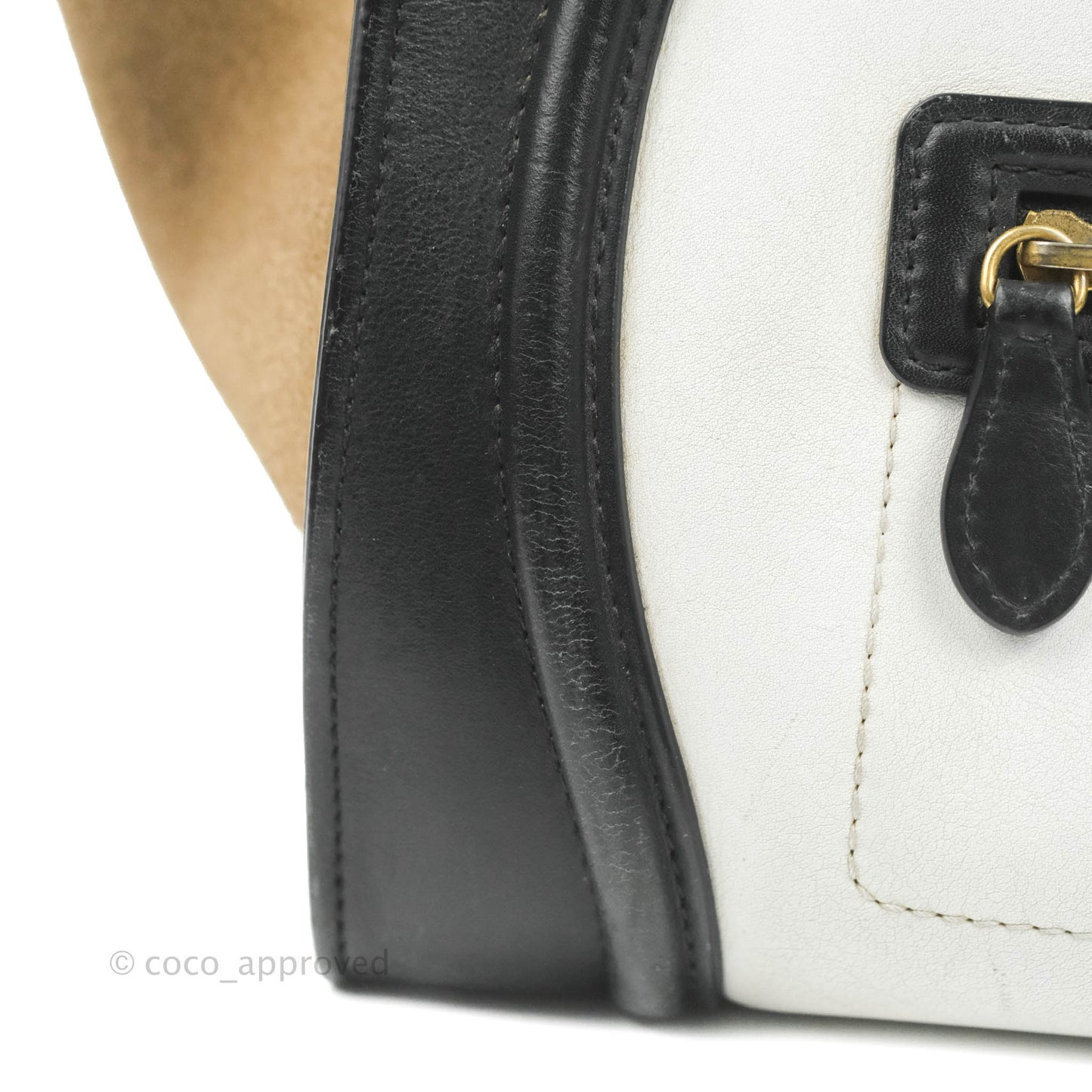 Celine Mini Luggage Bag Black/White/Brown Calfskin