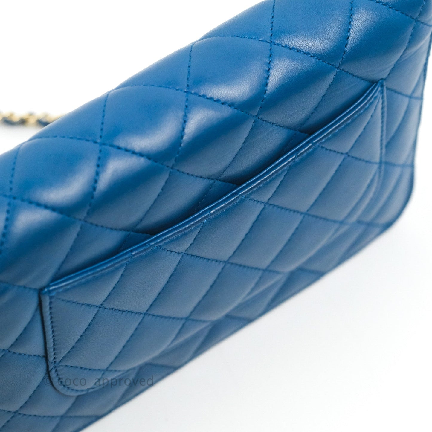 Chanel Quilted Classic Wallet on Chain WOC Blue Lambskin Gold Hardware
