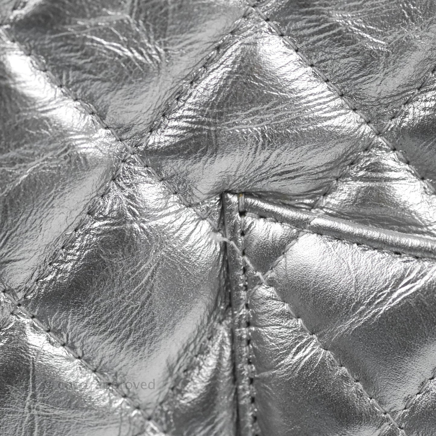 Chanel Quilted Large O Case Metallic Silver With Charms