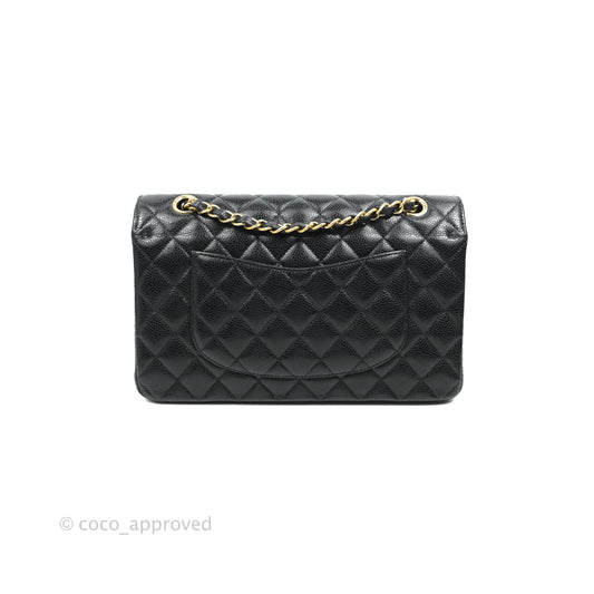 Chanel Classic M/L Medium Double Flap Black Caviar Gold Hardware