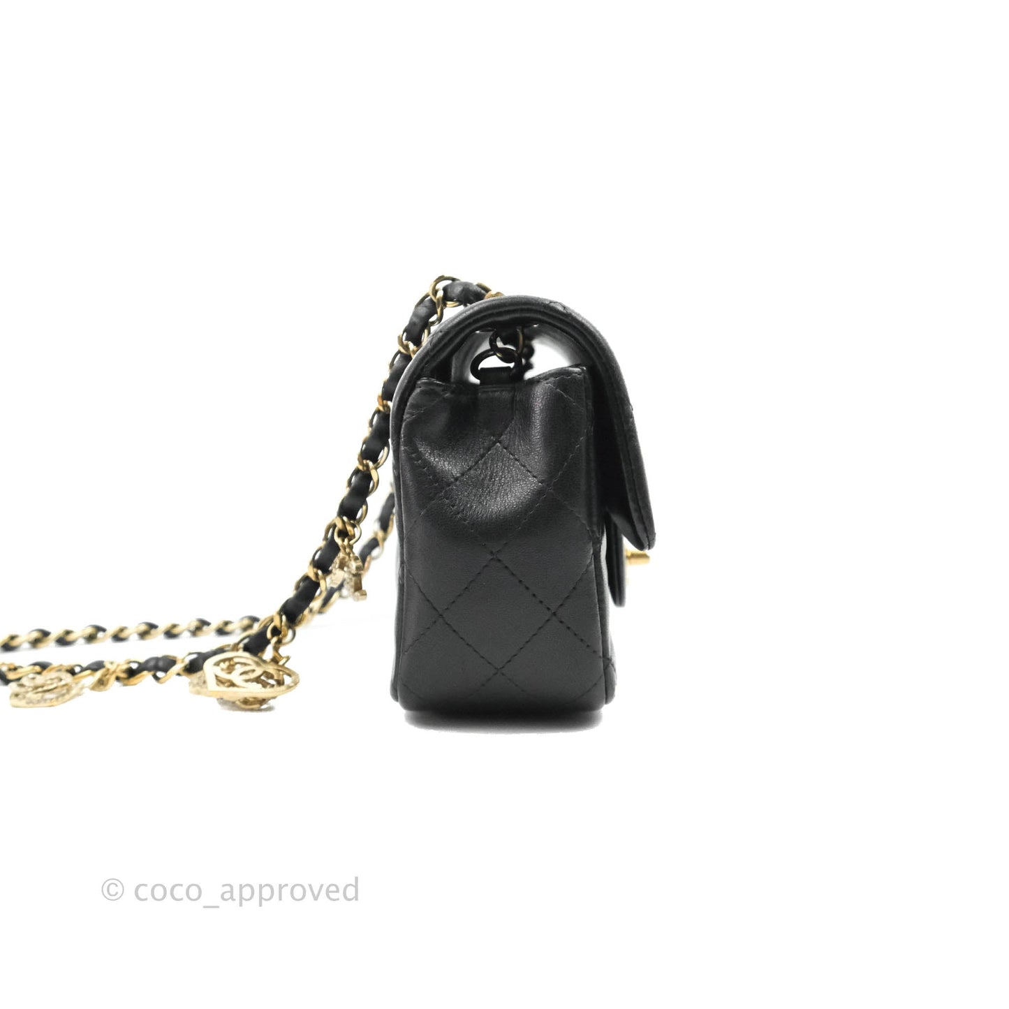 Chanel Mini Rectangular Flap Bag Valentine Limited Edition Black Lambskin Gold Hardware